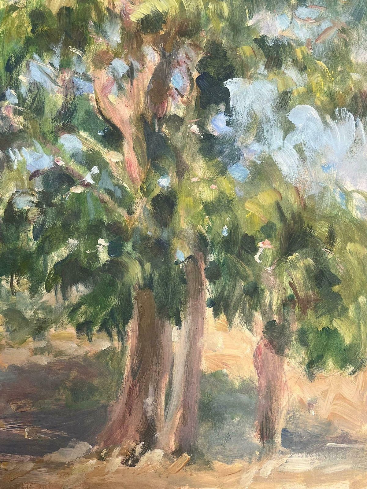 Y. Blanchon1930's French Gouache Tall Oak Tree's In Blue Sky Landscape1930's photo 3002.0