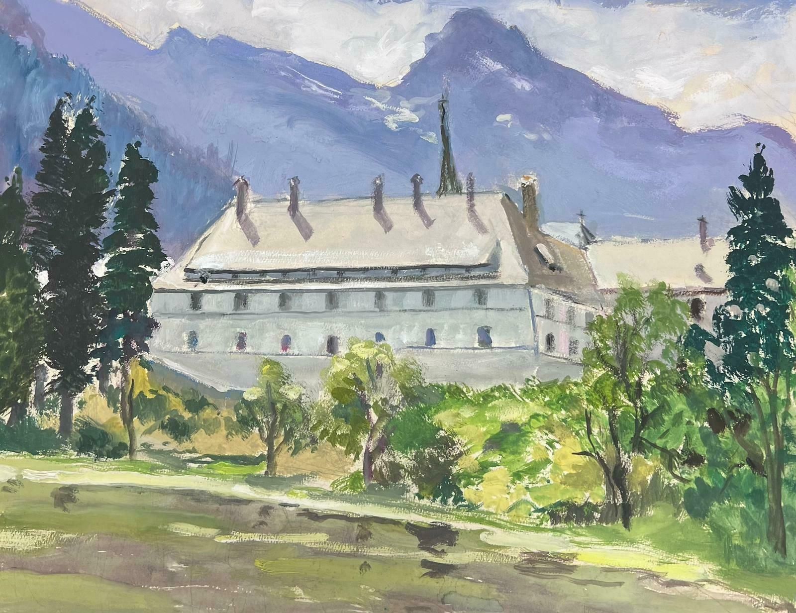 Louise Alix1930's French Impressionist Gouache Back Of Large White House Garden1930's photo for sale