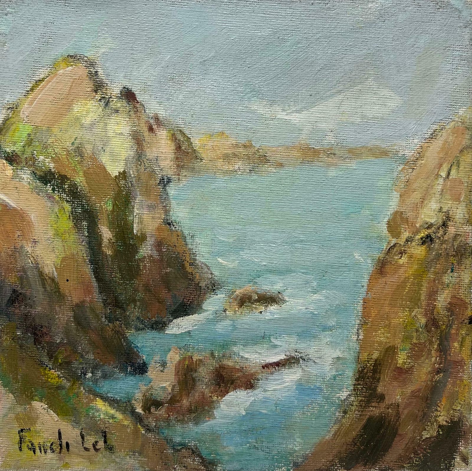 Fanch Lelcoastal Scene With Rocky Cliffs And Blue Waters The Pointe Du Van Brittany20th Century