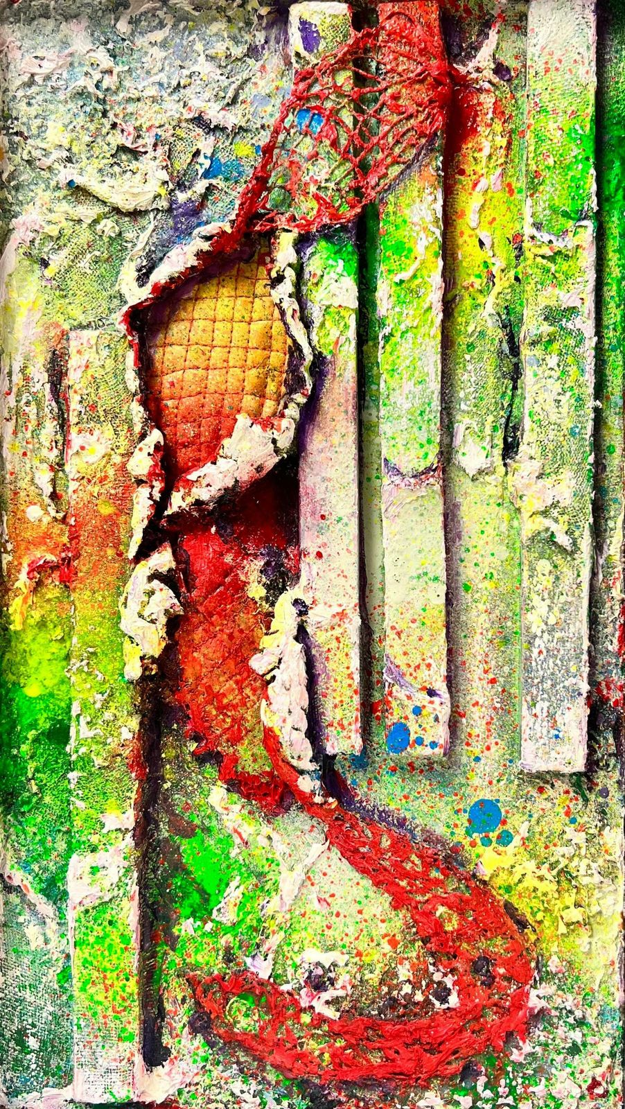 French Schoolcontemporary French Abstract Collage Mixed Media Painting Original Signed Work2004