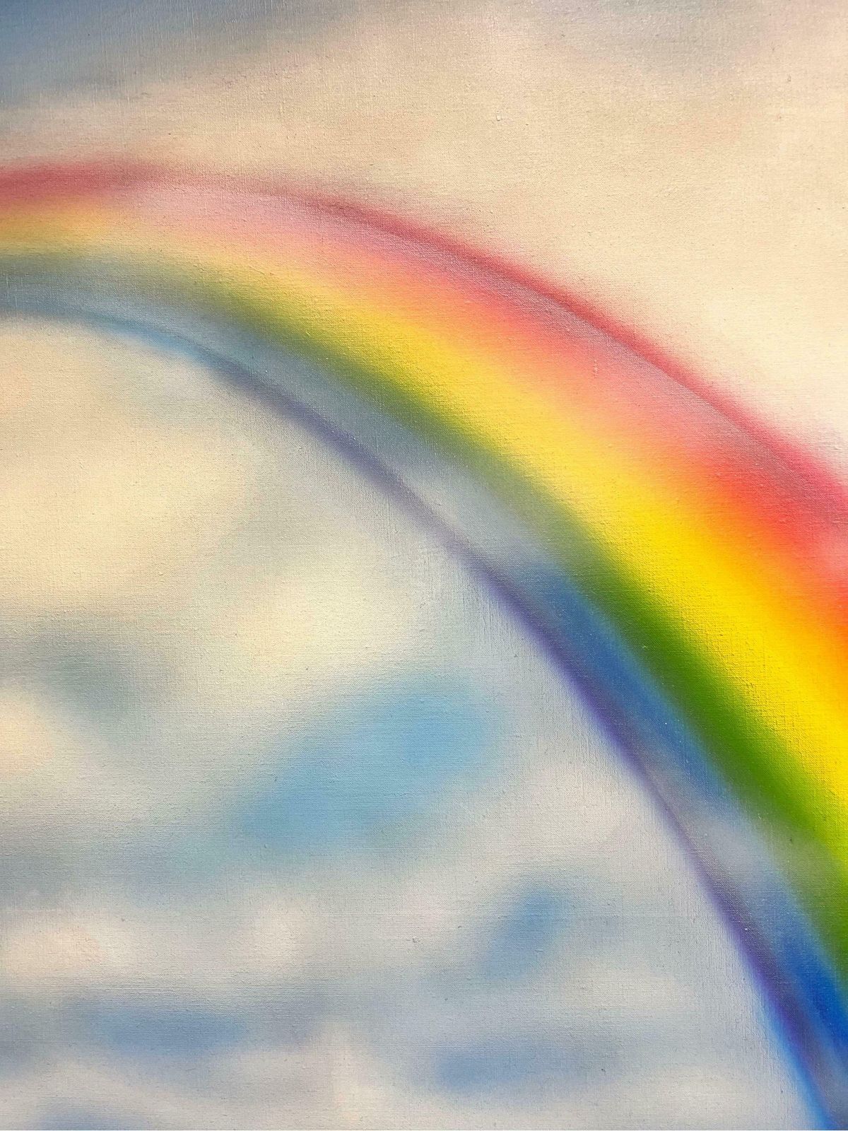 French Surrealistenormous 1980's French Surrealist Painting Rainbow Over Greek Fantasy Landscape1985 photo for sale