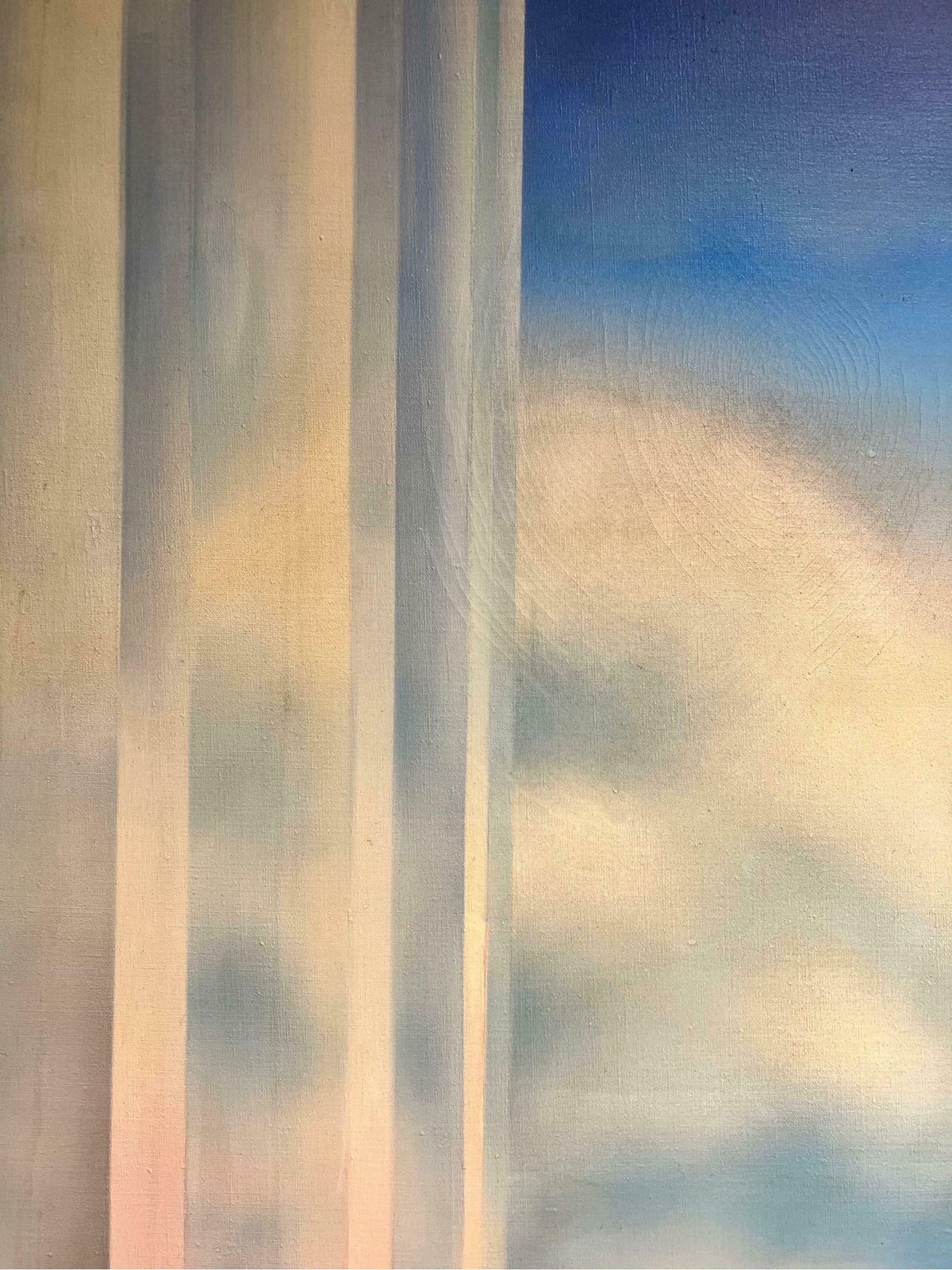 French Surrealistenormous 1980's French Surrealist Painting Rainbow Over Greek Fantasy Landscape1985 photo Art