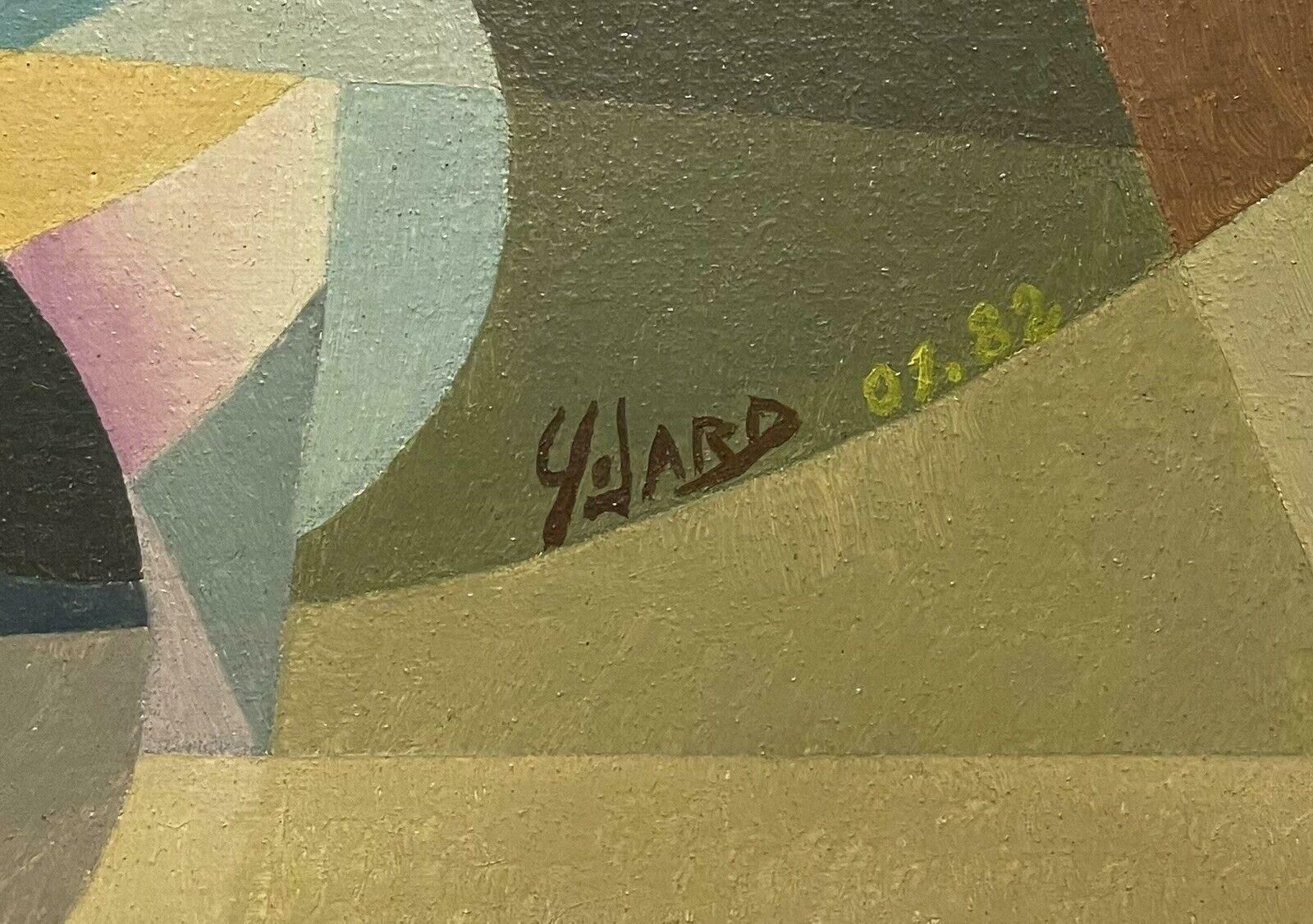 Unknownhuge 1970's French Cubist Abstract Signed French Oil   Bright & Colorful Nudec. 1980's photo 2646.0