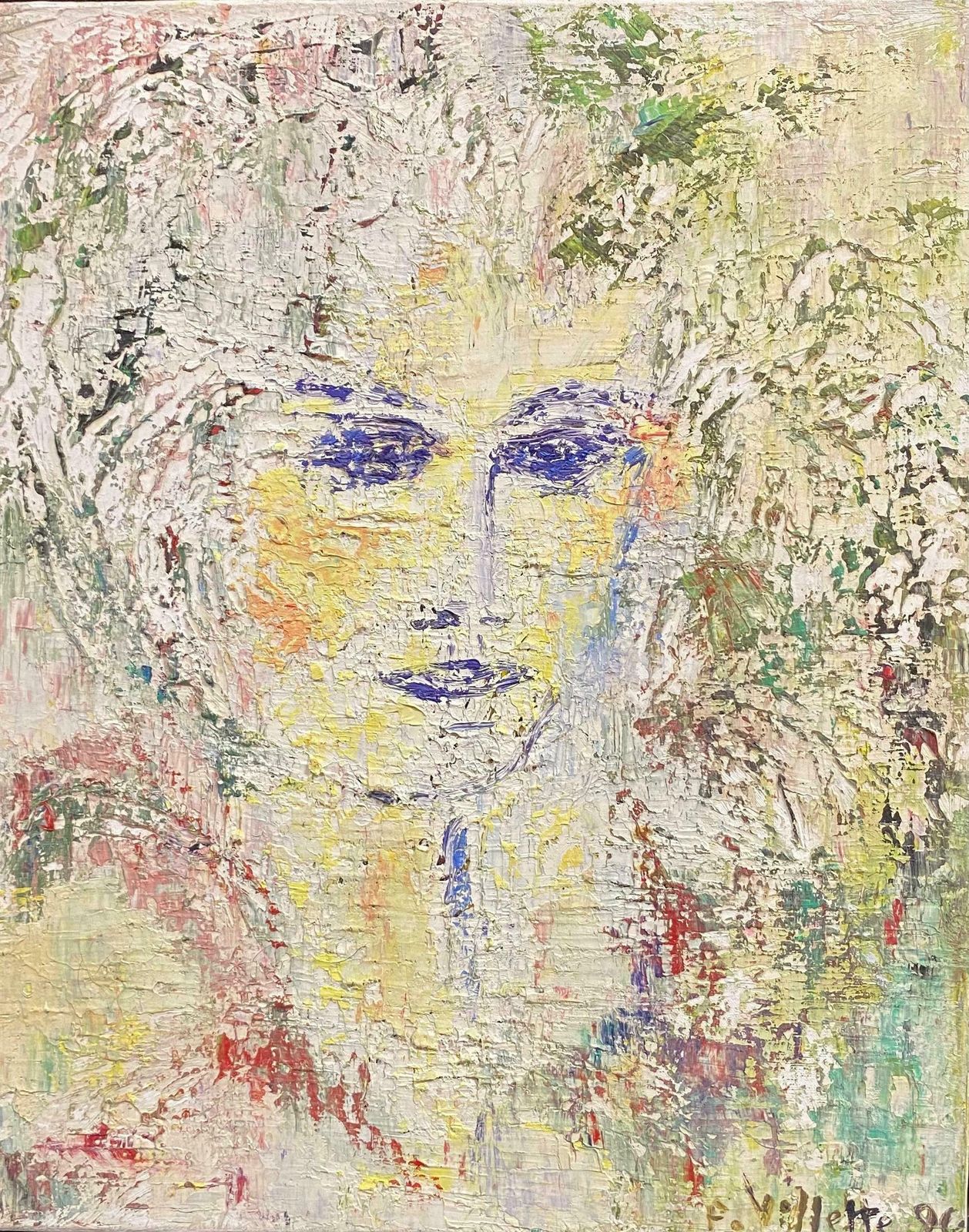 P Vilette20th Century Original Signed French Expressionist Portrait Oil Painting20th Century