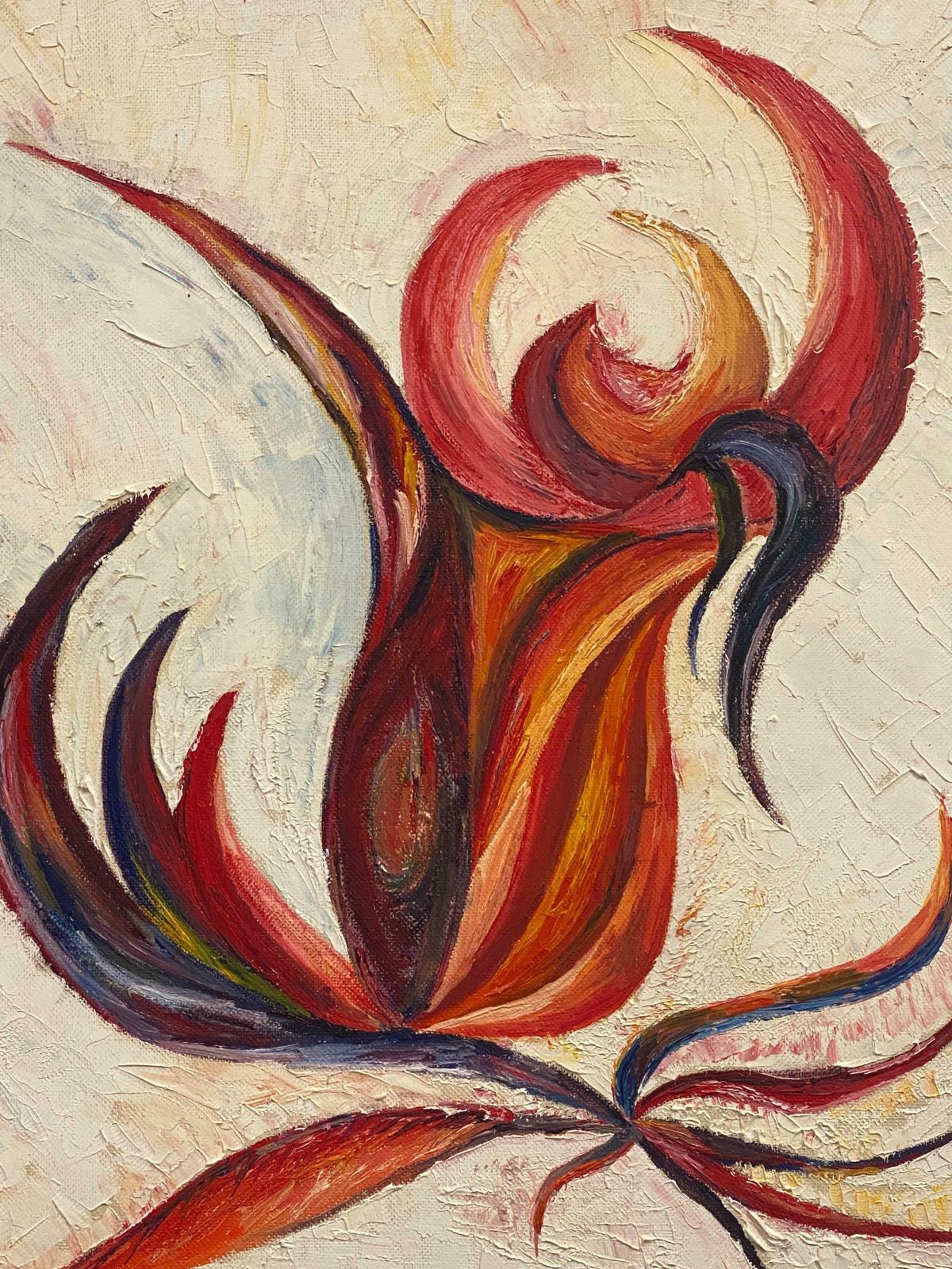 P Vilette20th Century Original French Expressionist Oil Painting Vibrant Red Flower20th Century photo furniture
