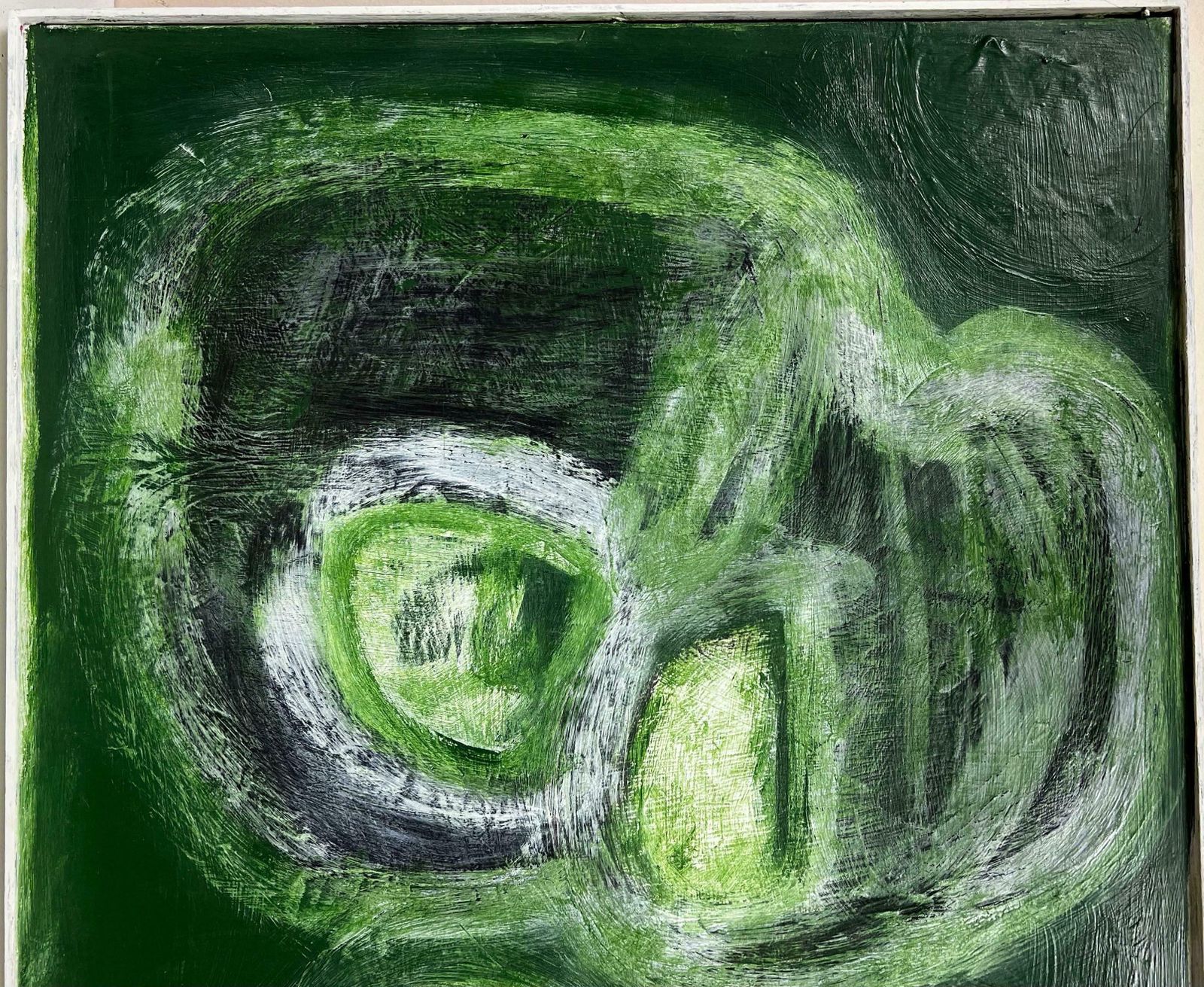 Sally Bradshawlarge British Abstract Expressionist Painting Green Colors photo furniture