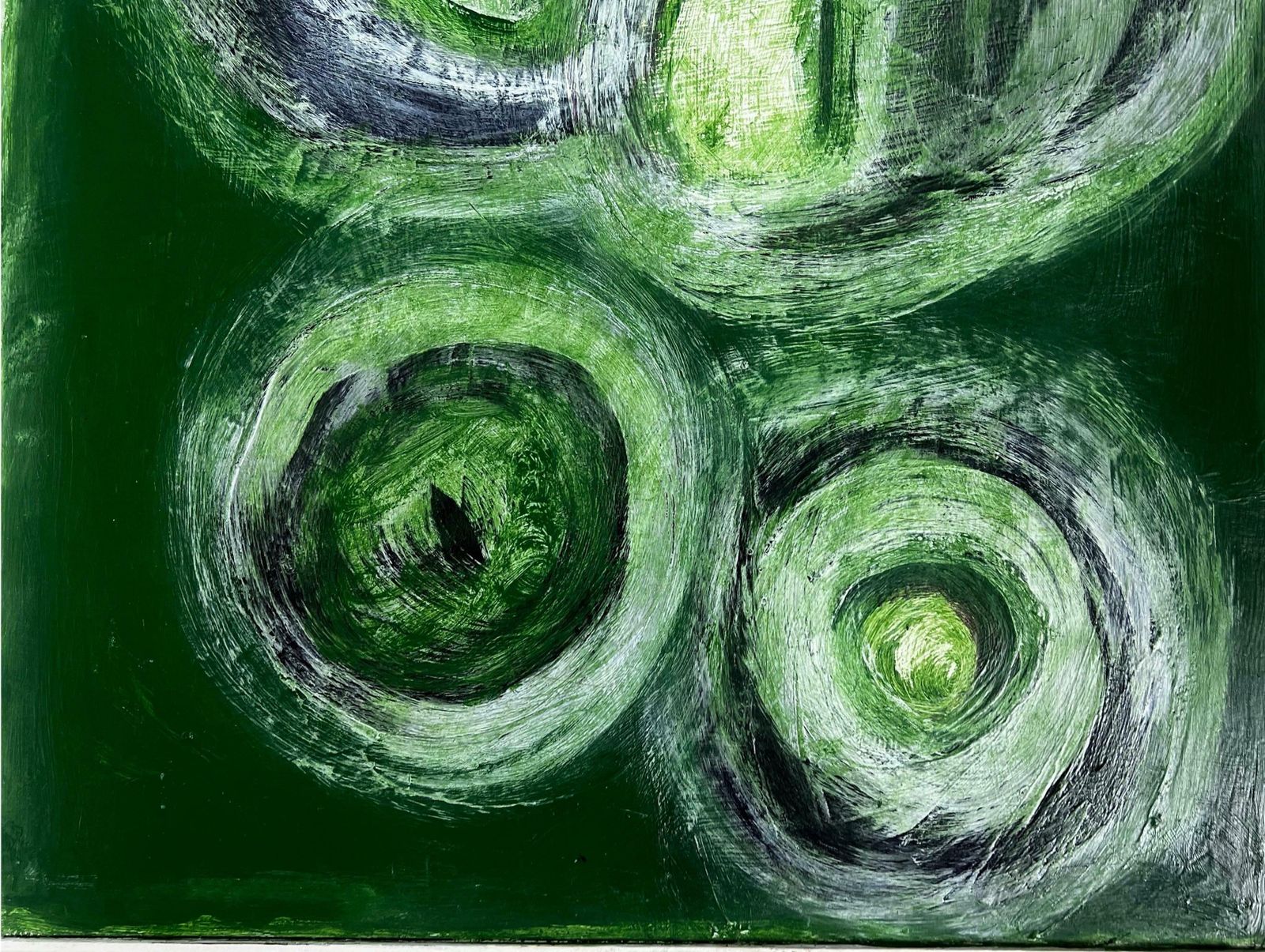 Sally Bradshawlarge British Abstract Expressionist Painting Green Colors photo Art