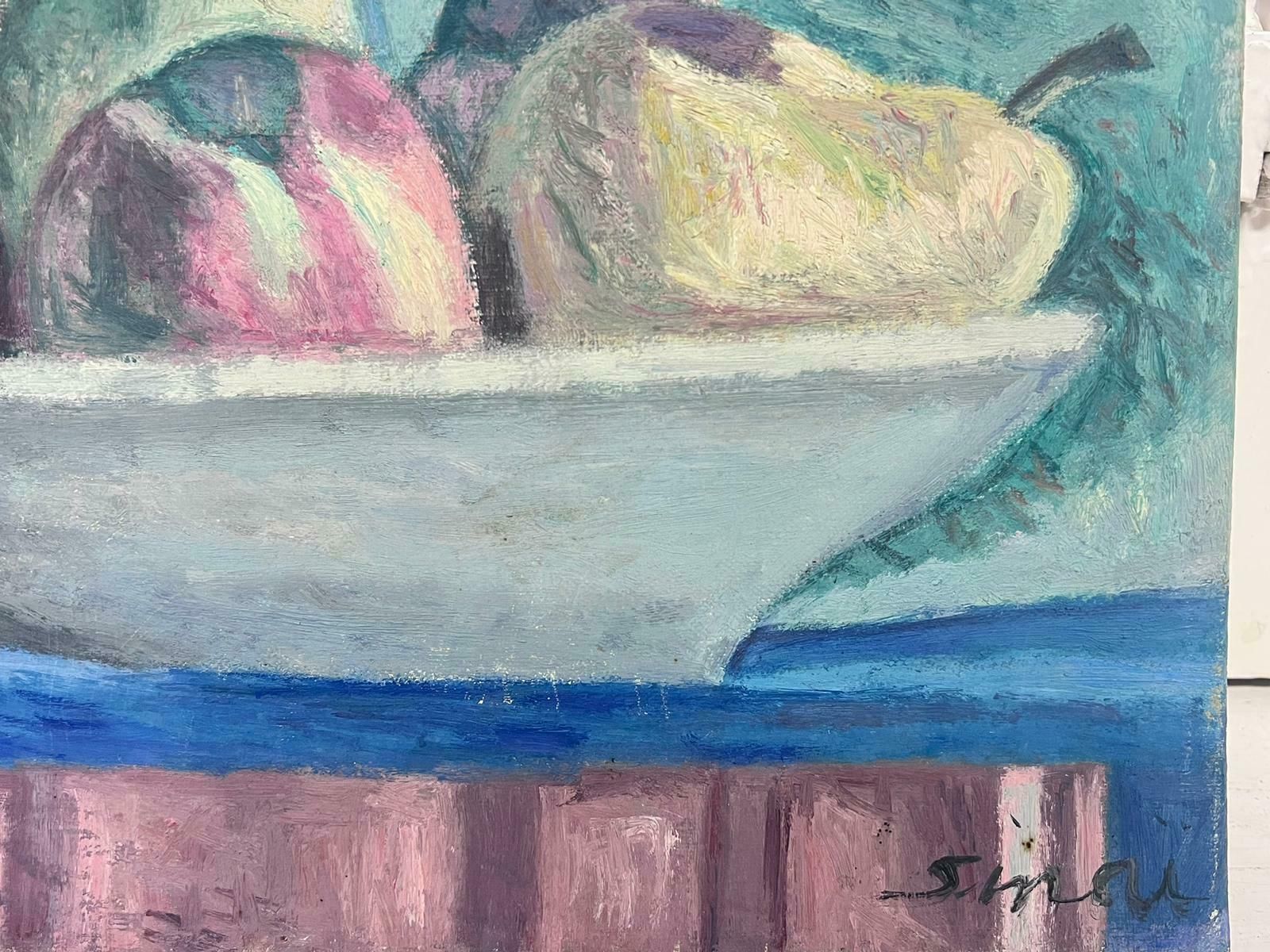 French School1970's French Modernist Oil Painting Still Life Apples & Pears Signed Original photo Art