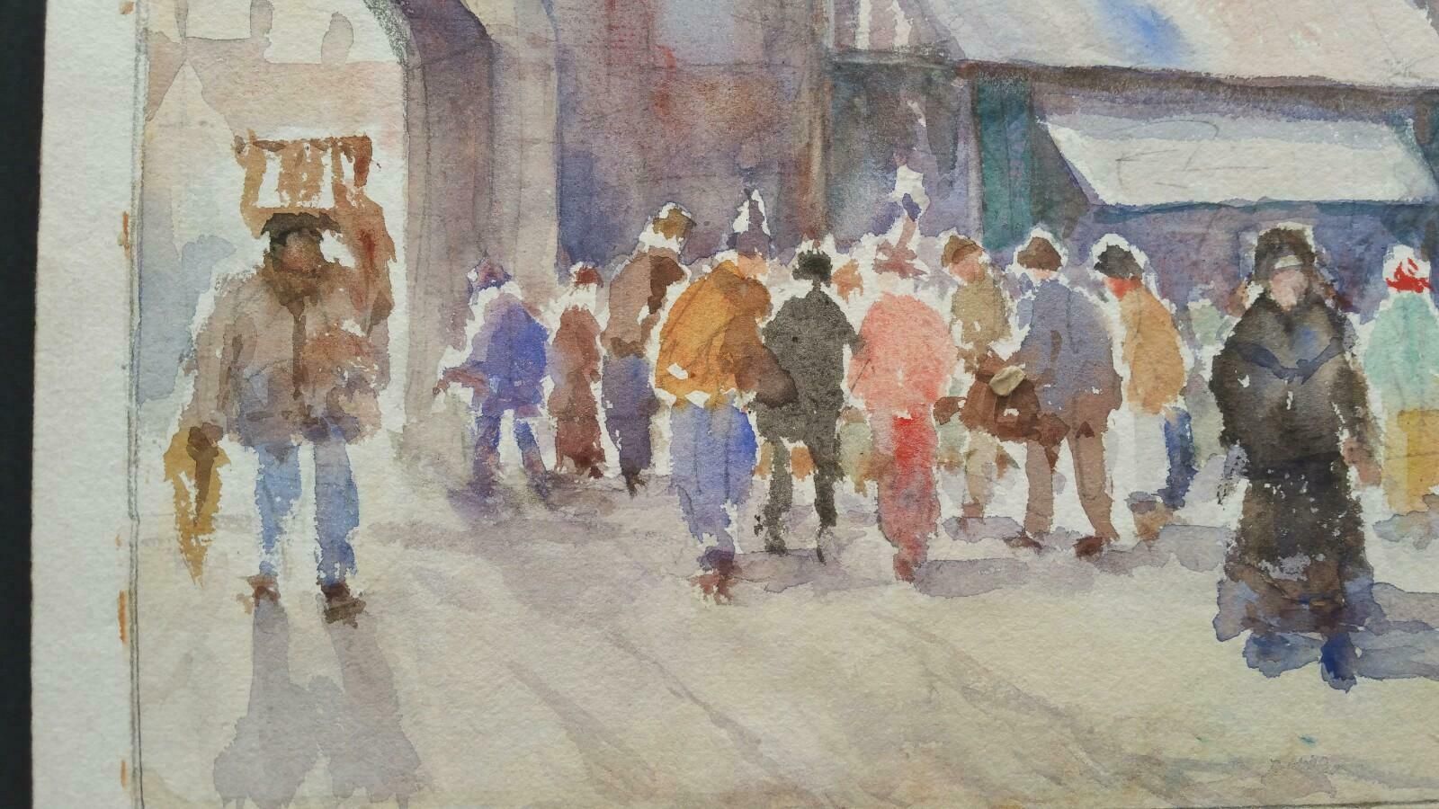 Leonard Machin Rowemid 20th Century Belgium. Gent, A Morning Market1950's photo vinterior