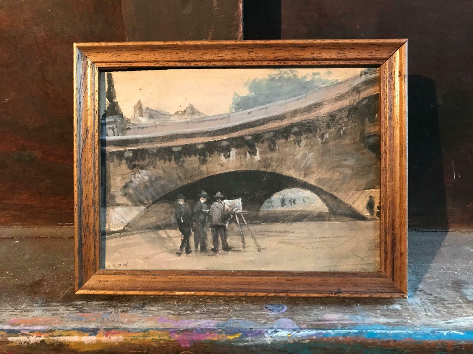 Rene Ligeronpainting Under Le Pont Neuf River Seine Paris, Fine Impressionist Paintingc. 1920's photo furniture