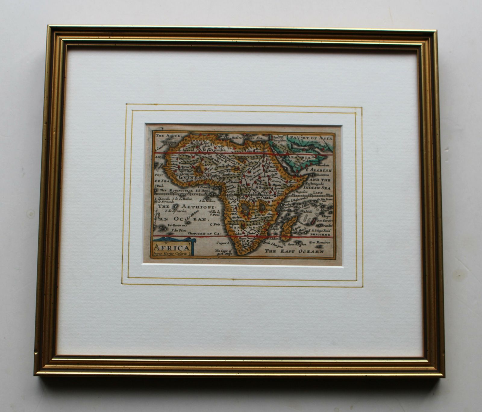 Extremely Rare Miniature Speed Map Of Africa Engraved By Peter Karius Van Den Keere C1646 photo furniture