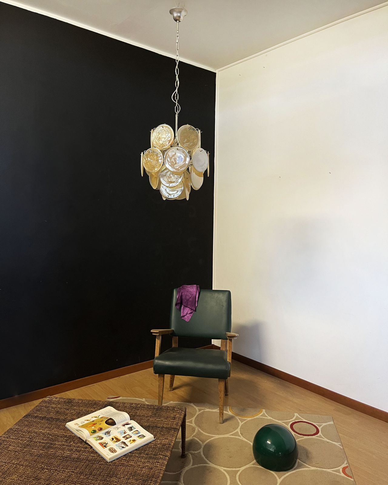 560.0 Vintage Italian Murano Chandelier   24 Gold Disks photo