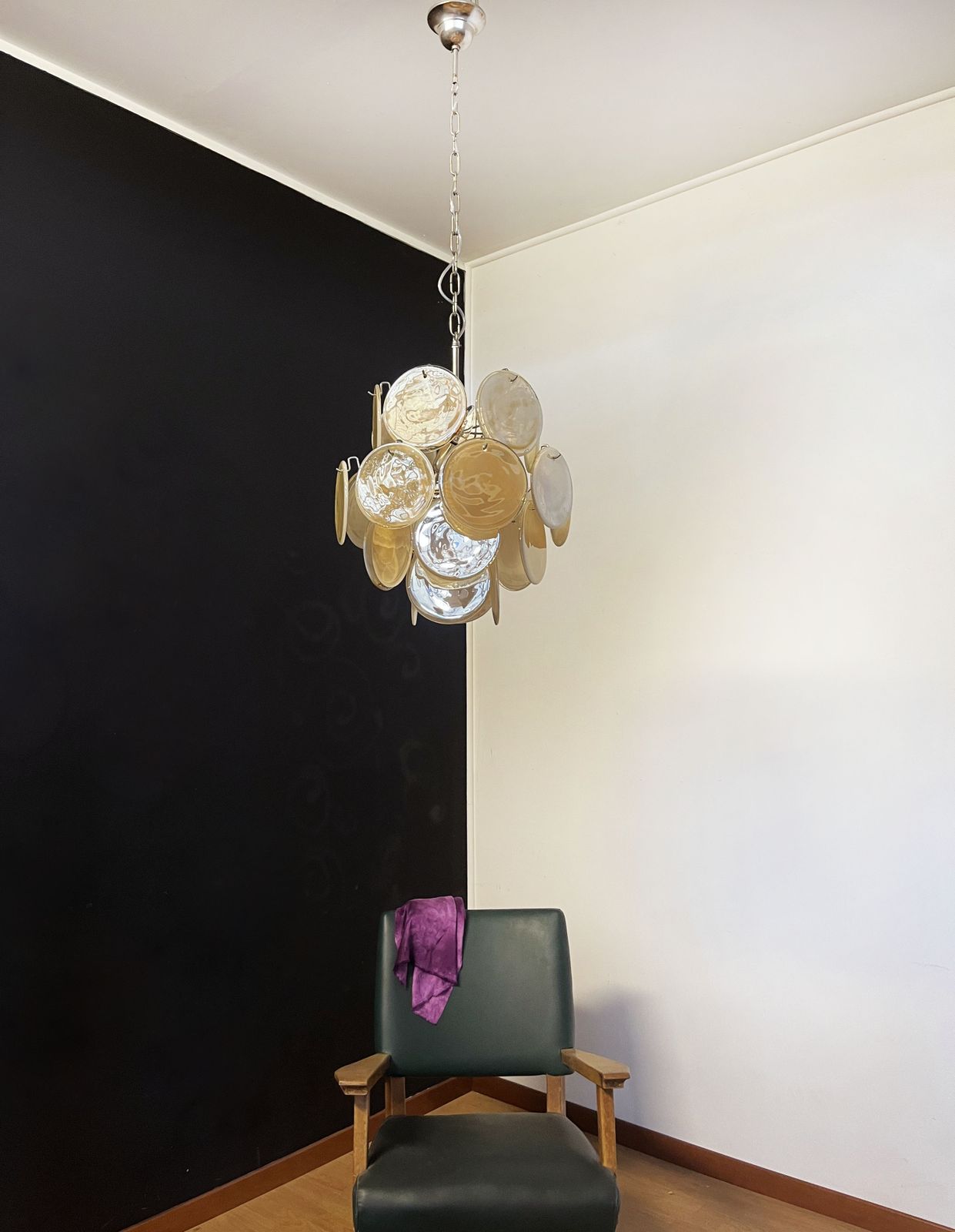 photo vinterior Vintage Italian Murano Chandelier   24 Gold Disks