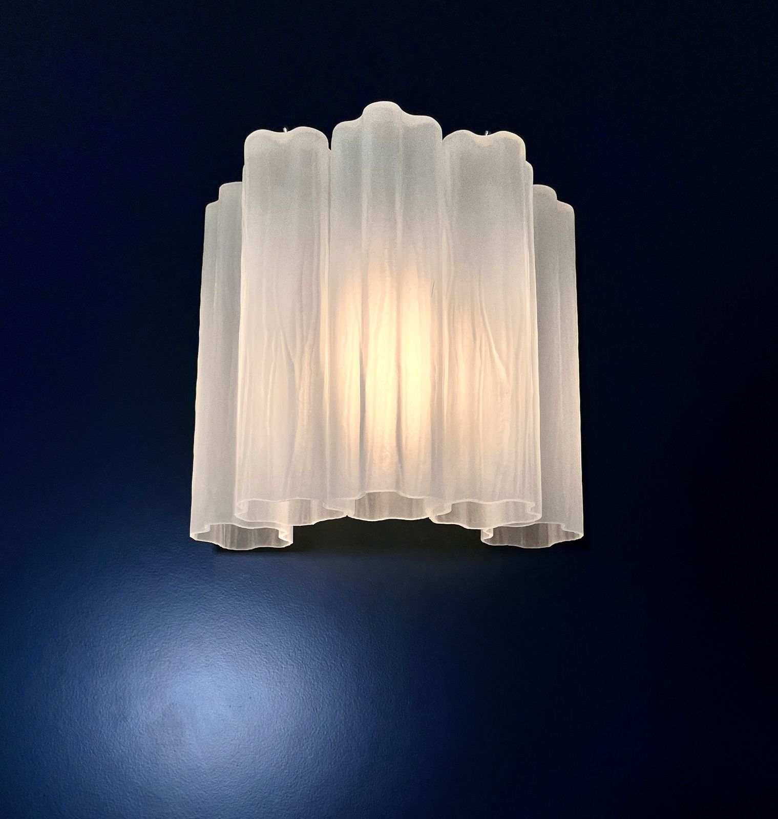 Fantastic Pair Of Murano Glass Tube Wall Sconces   5 Etched Glass Tube photo 380.0