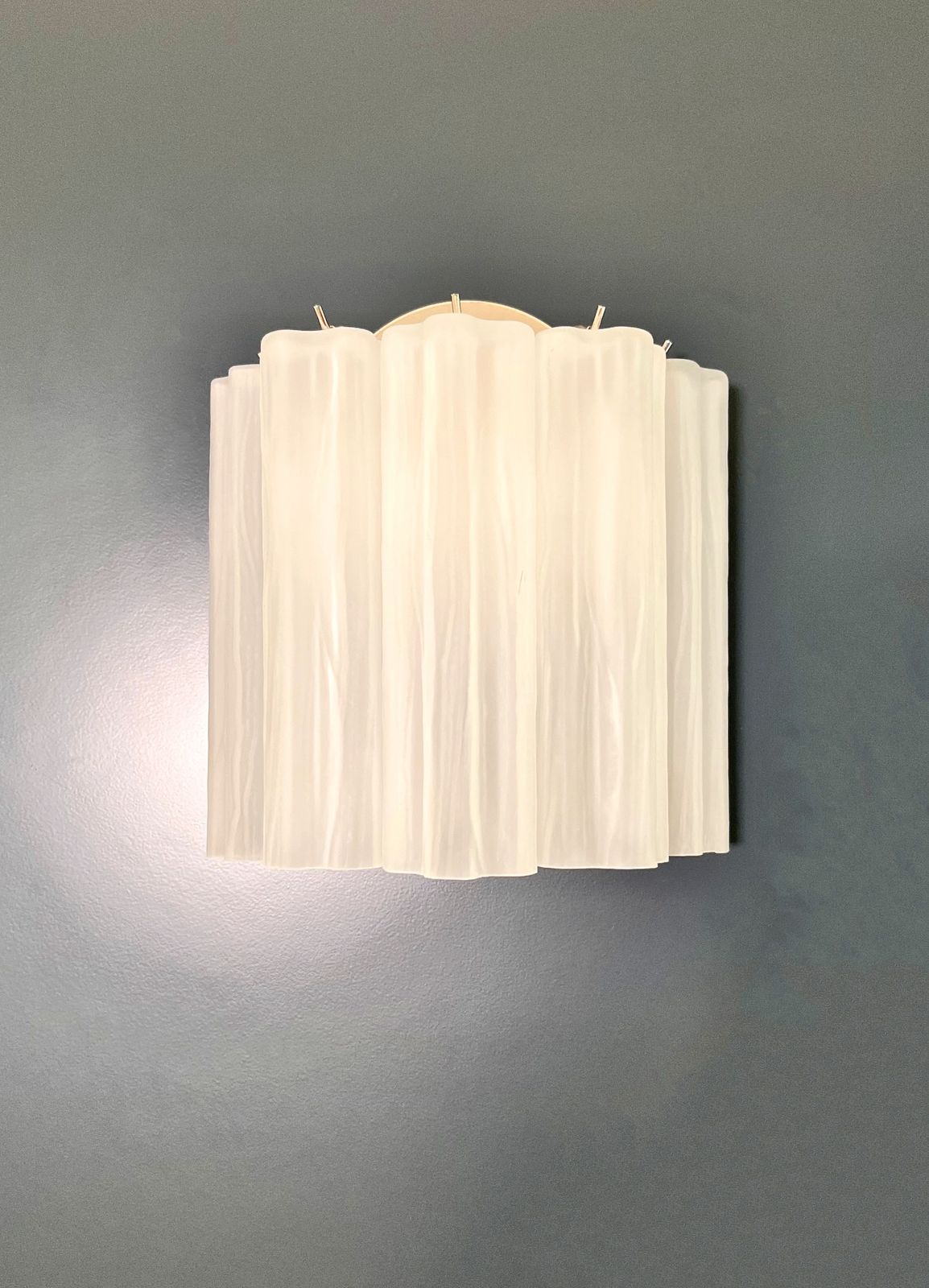 photo for sale Fantastic Pair Of Murano Glass Tube Wall Sconces   5 Etched Glass Tube