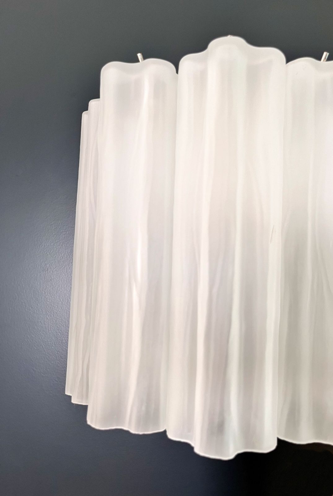 photo vinterior Fantastic Pair Of Murano Glass Tube Wall Sconces   5 Etched Glass Tube