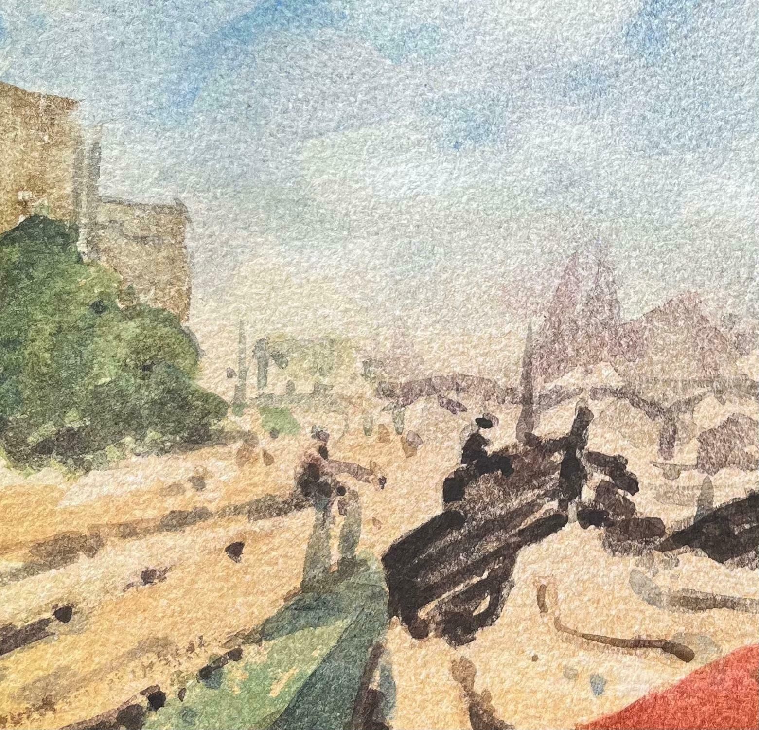 Maurice Mazeiliefrench Impressionist Watercolor Of Notre Dame And The Pont Neuf From The Seine20th Century photo for sale