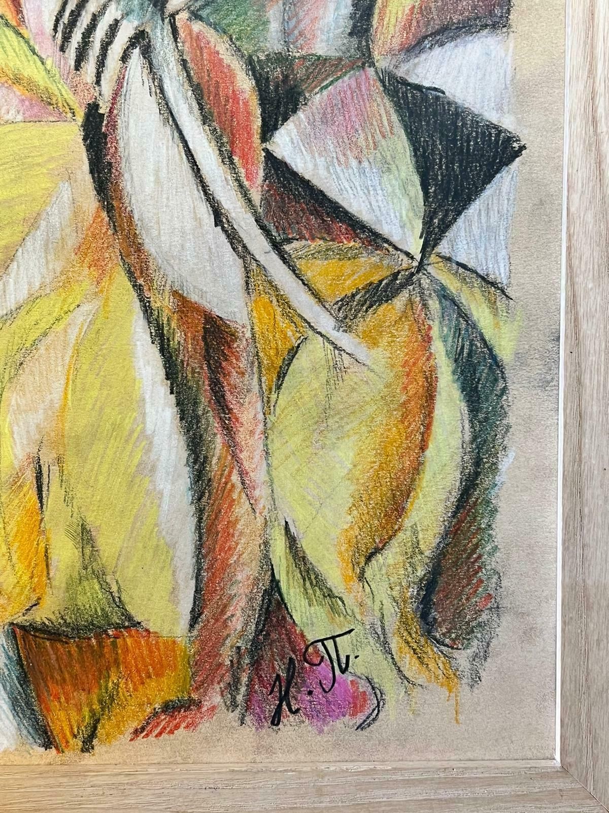 Continental Schoolcubist Figure On Horseback Holding A Skull 20th Century Artwork photo Art