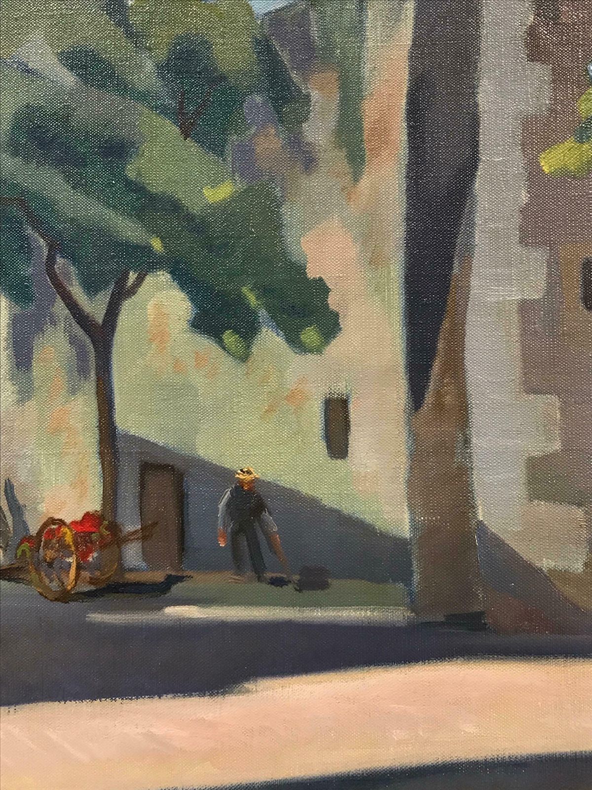 French Schoollarge Mid 20th Century French Signed Oil   Provencal Village Street Scene Cagnes1950's photo 1526.0