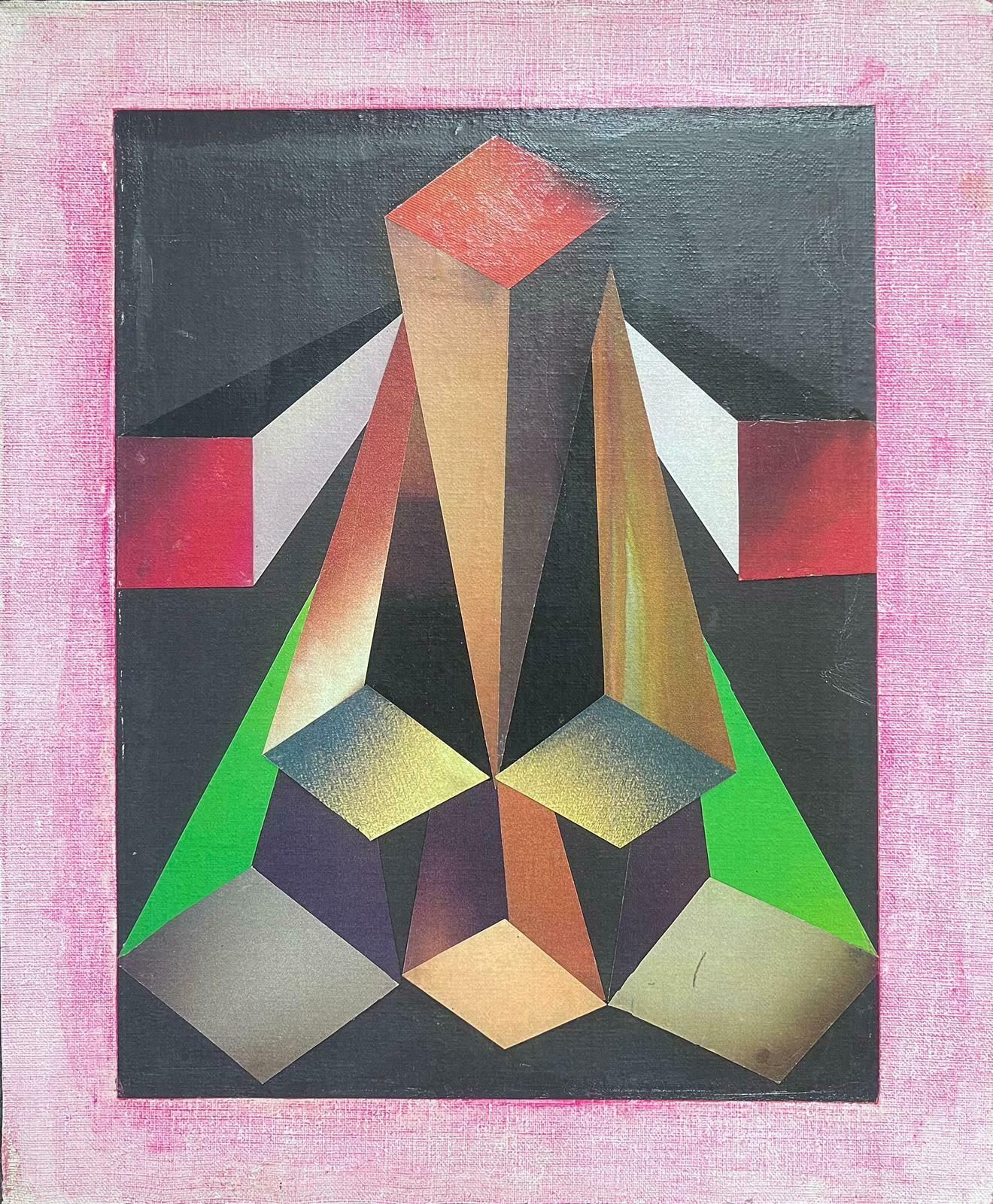 French Abstractlarge 1980's French Abstract Surrealist Original Oil Amazing Bright Colors1984