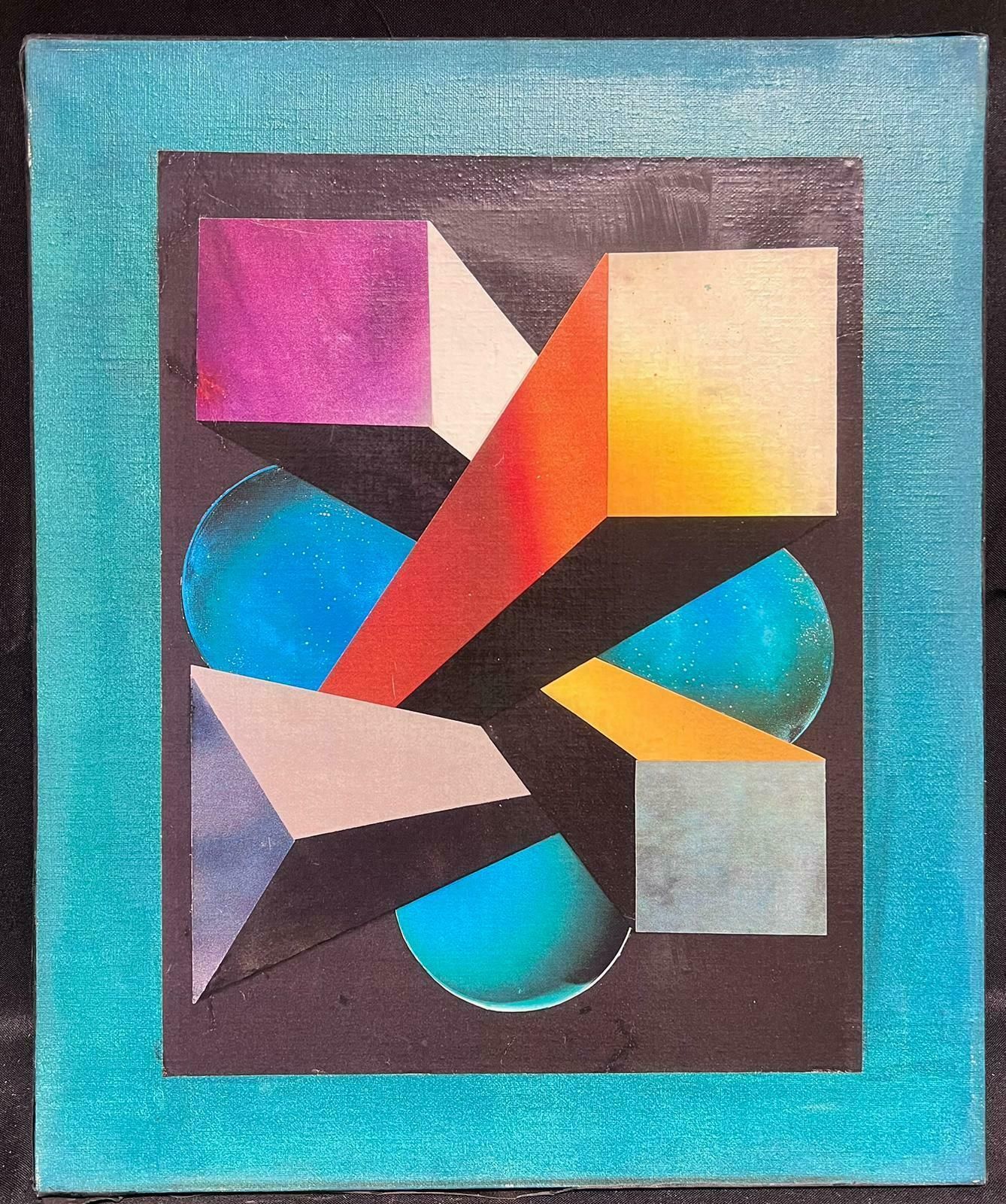 French Abstract1980's French Abstract Surrealist Original Oil Amazing Bright Colors1984 photo furniture