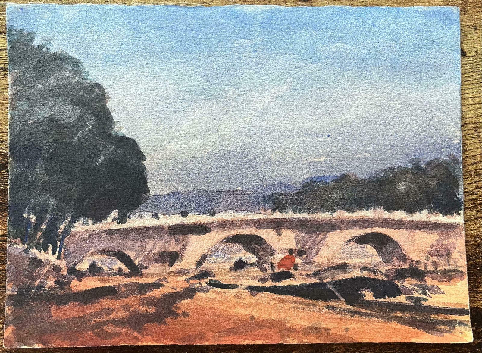 Maurice Mazeiliefrench Impressionist Watercolor Of Pont Neuf With Riverside Walk In Paris20th Century photo furniture