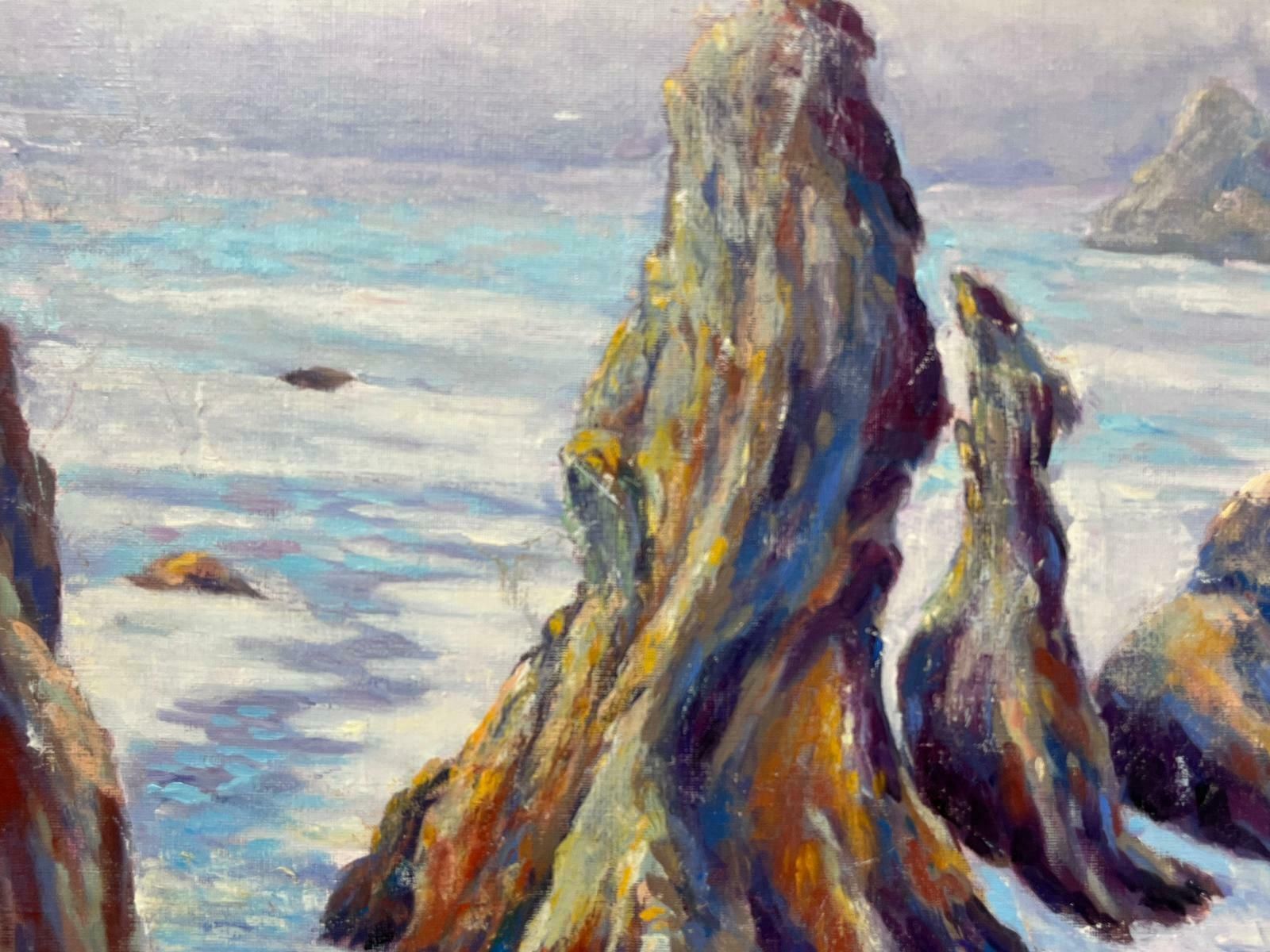Georges Bordonovecontemporary French Impressionist Oil Tall Rocks Crashing Waves Seascape photo 814.0