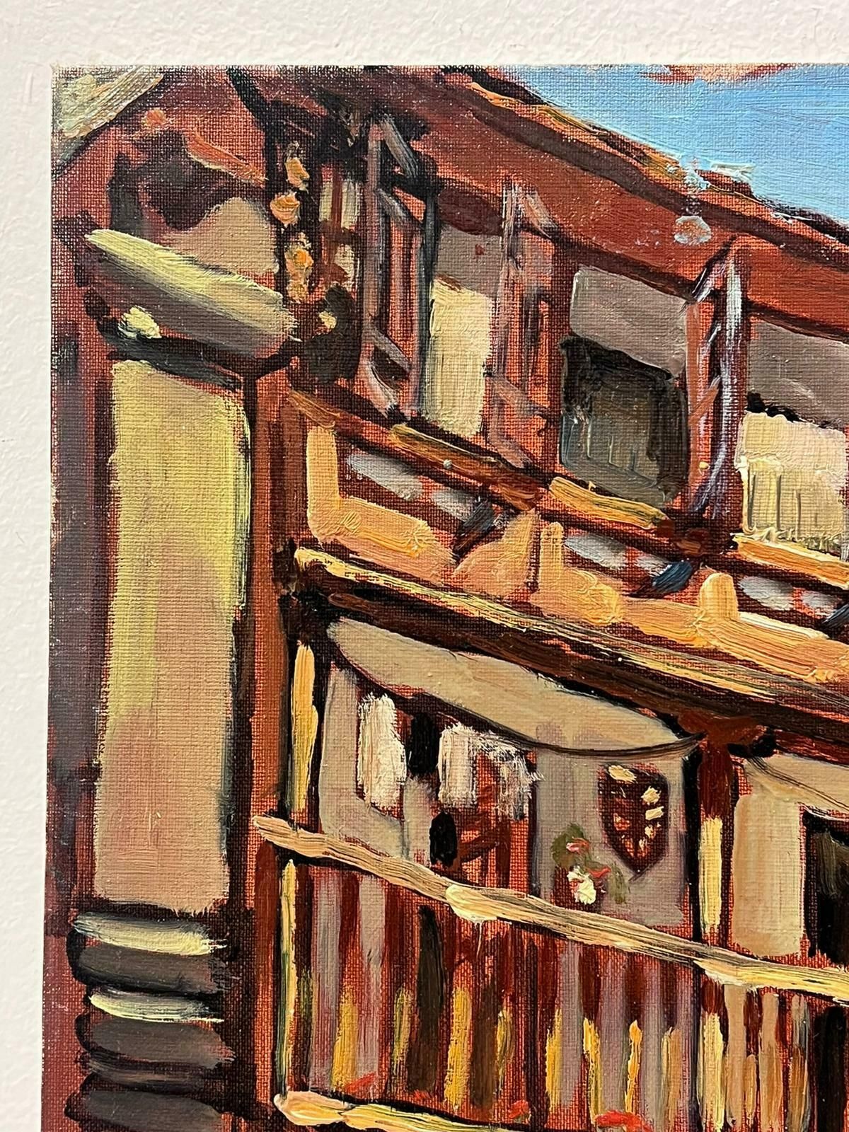 Georges Bordonovecontemporary French Impressionist Oil Red Town Building Maison Castiliane photo Art