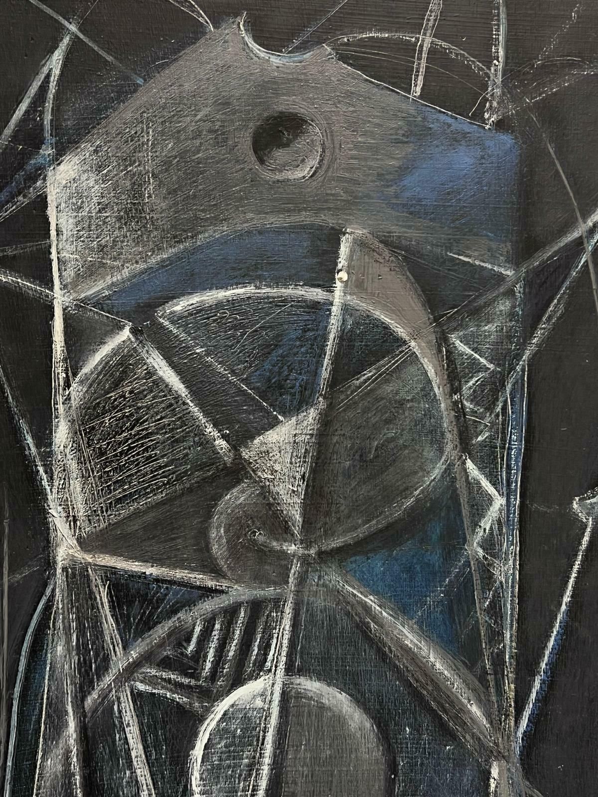 French Abstract1980's French Abstract Surrealist Original Oil Black And Grey Colors1984 photo Art
