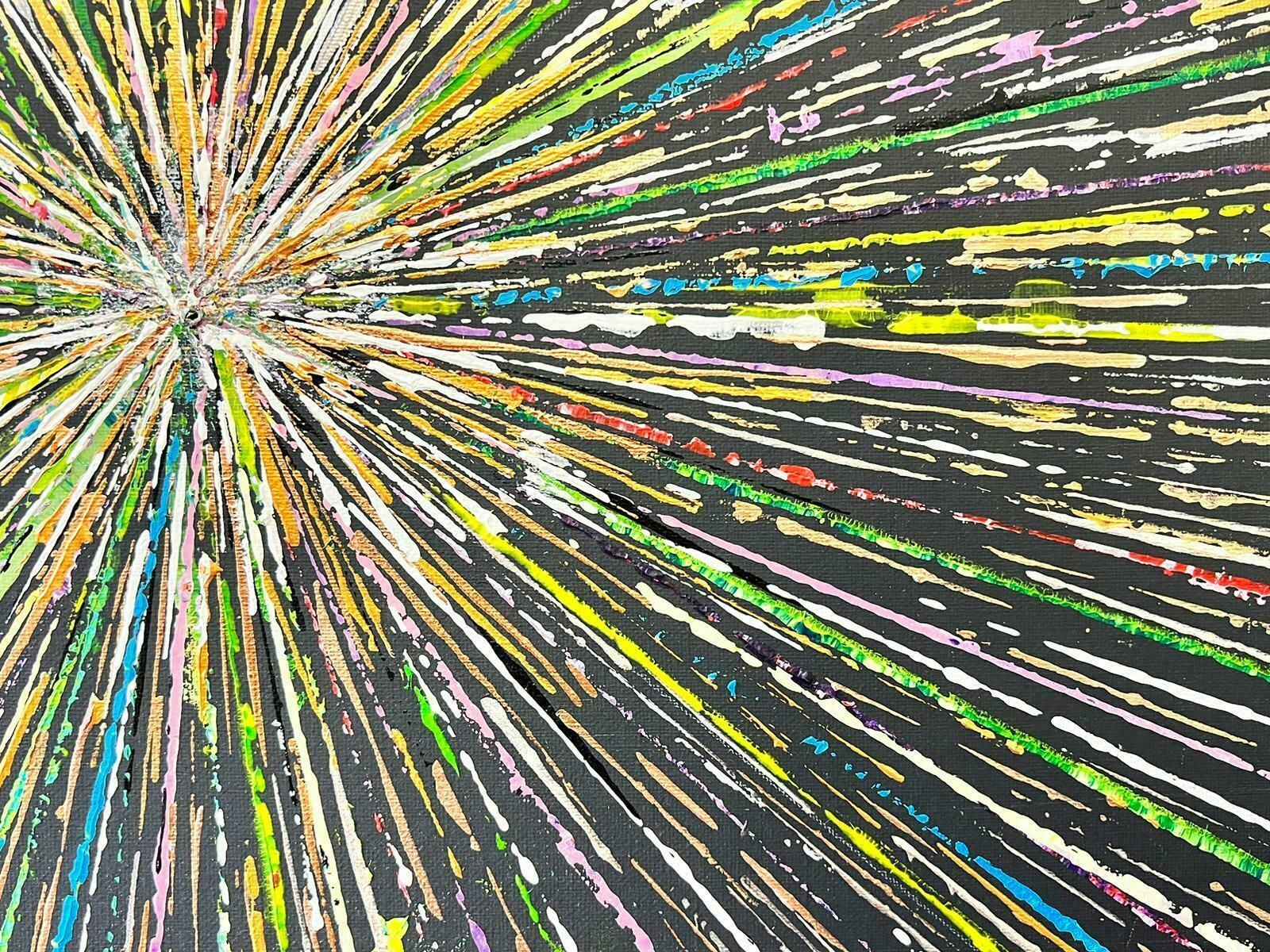 Contemporary British Starburst Explosion Of Colors Large Contemporary British Abstract Painting photo Art