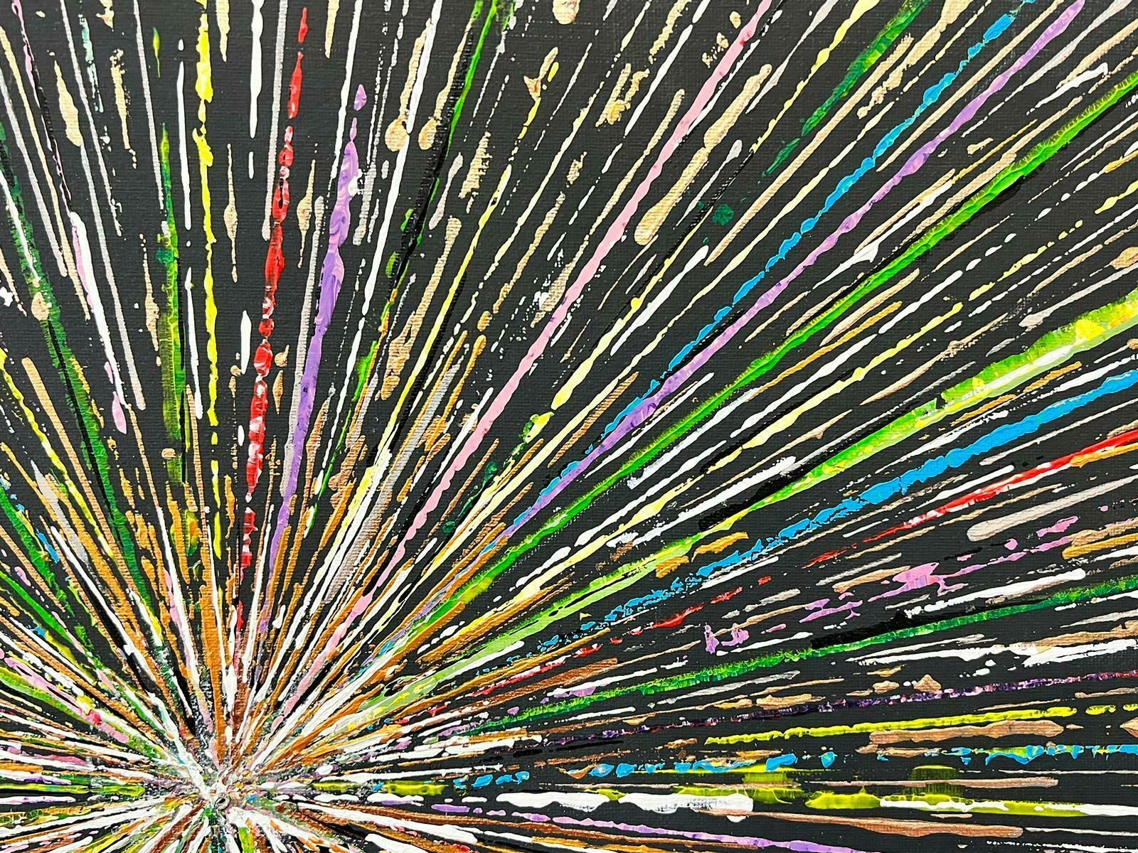 Contemporary British Starburst Explosion Of Colors Large Contemporary British Abstract Painting photo 1526.0