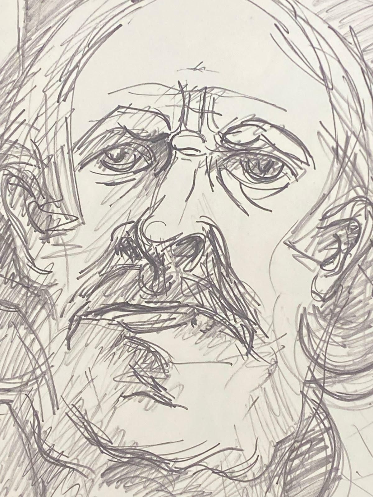 Paul Louis Bolot (French 1918 2003)french Modernist Drawing Caricature Portrait Of Wise Old Man With Large Eyes20th Century (1983) photo for sale