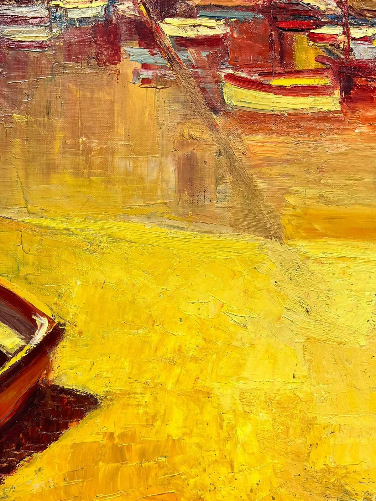 Josine Vignonmarseille Harbour 1960s French Impressionist Oil Burnt Orange Sienna Ochre Color1960's photo for sale