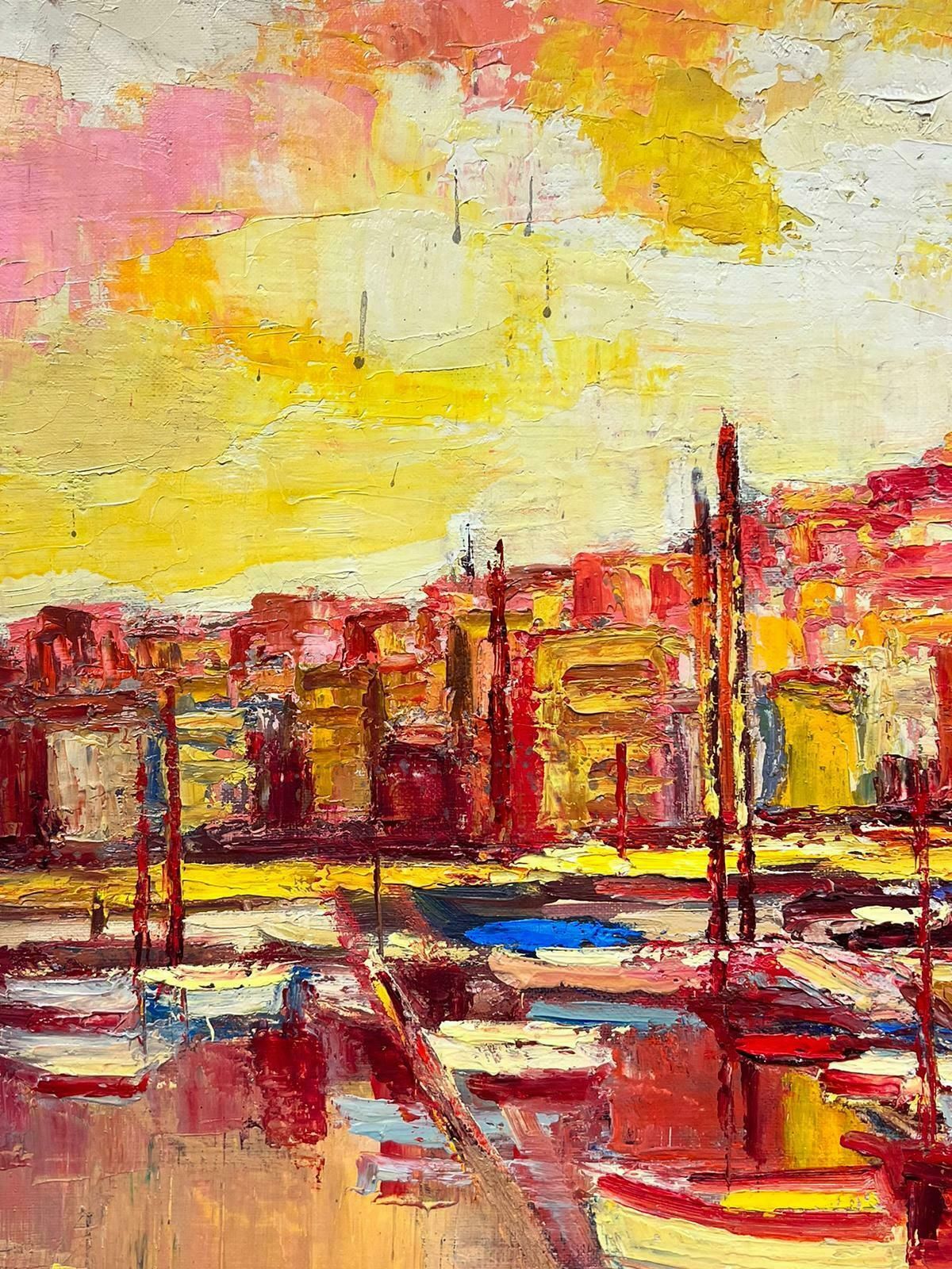 Josine Vignonmarseille Harbour 1960s French Impressionist Oil Burnt Orange Sienna Ochre Color1960's photo Art