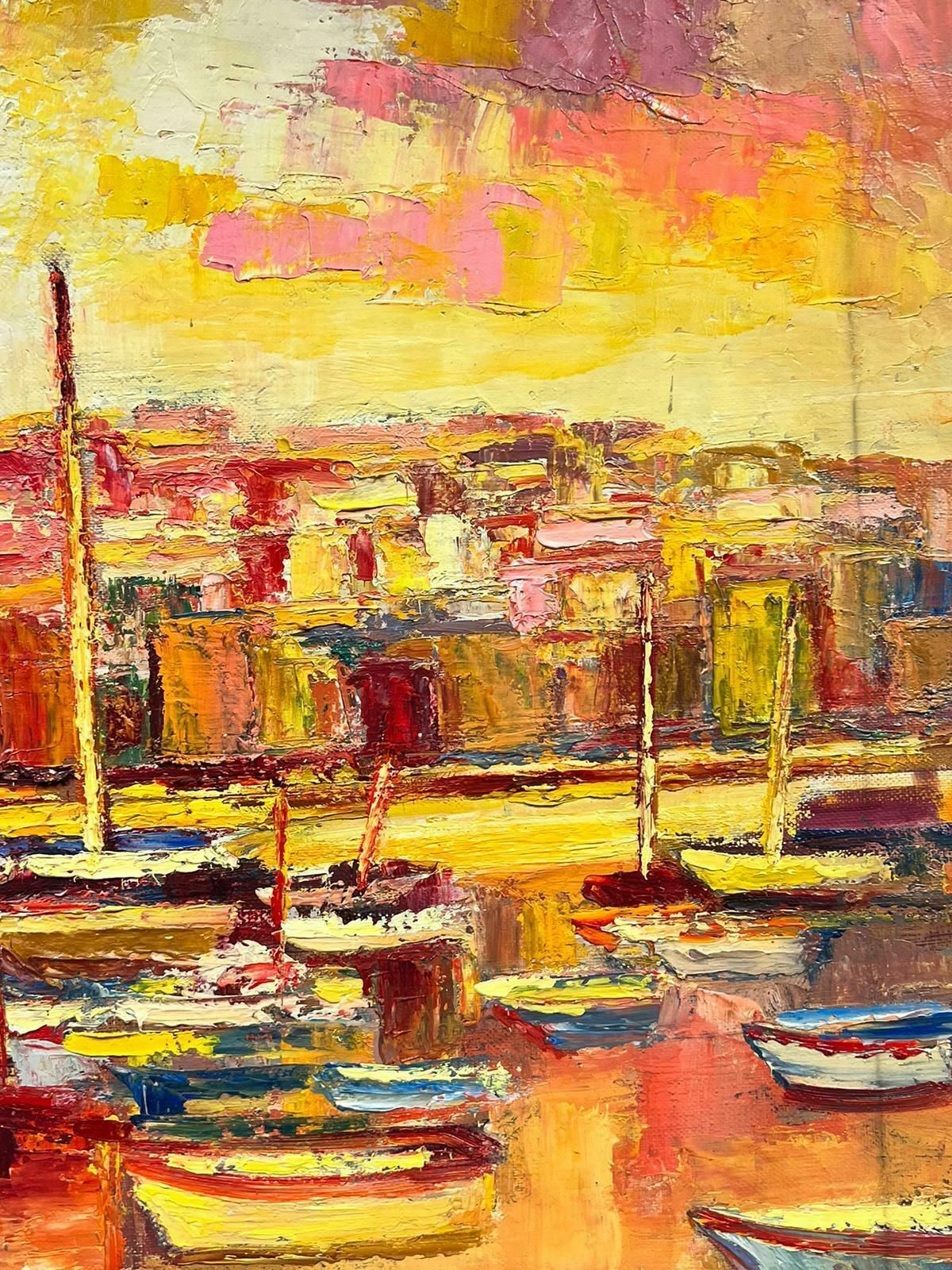 Josine Vignonmarseille Harbour 1960s French Impressionist Oil Burnt Orange Sienna Ochre Color1960's photo 2036.0