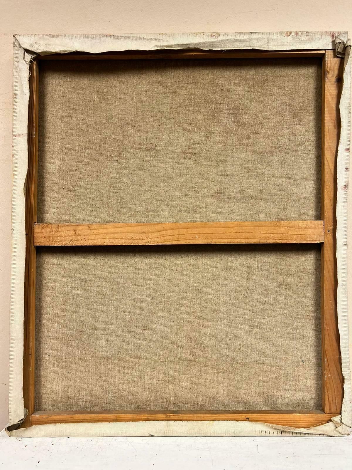 photo furniture Josine Vignonmarseille Harbour 1960s French Impressionist Oil Burnt Orange Sienna Ochre Color1960's