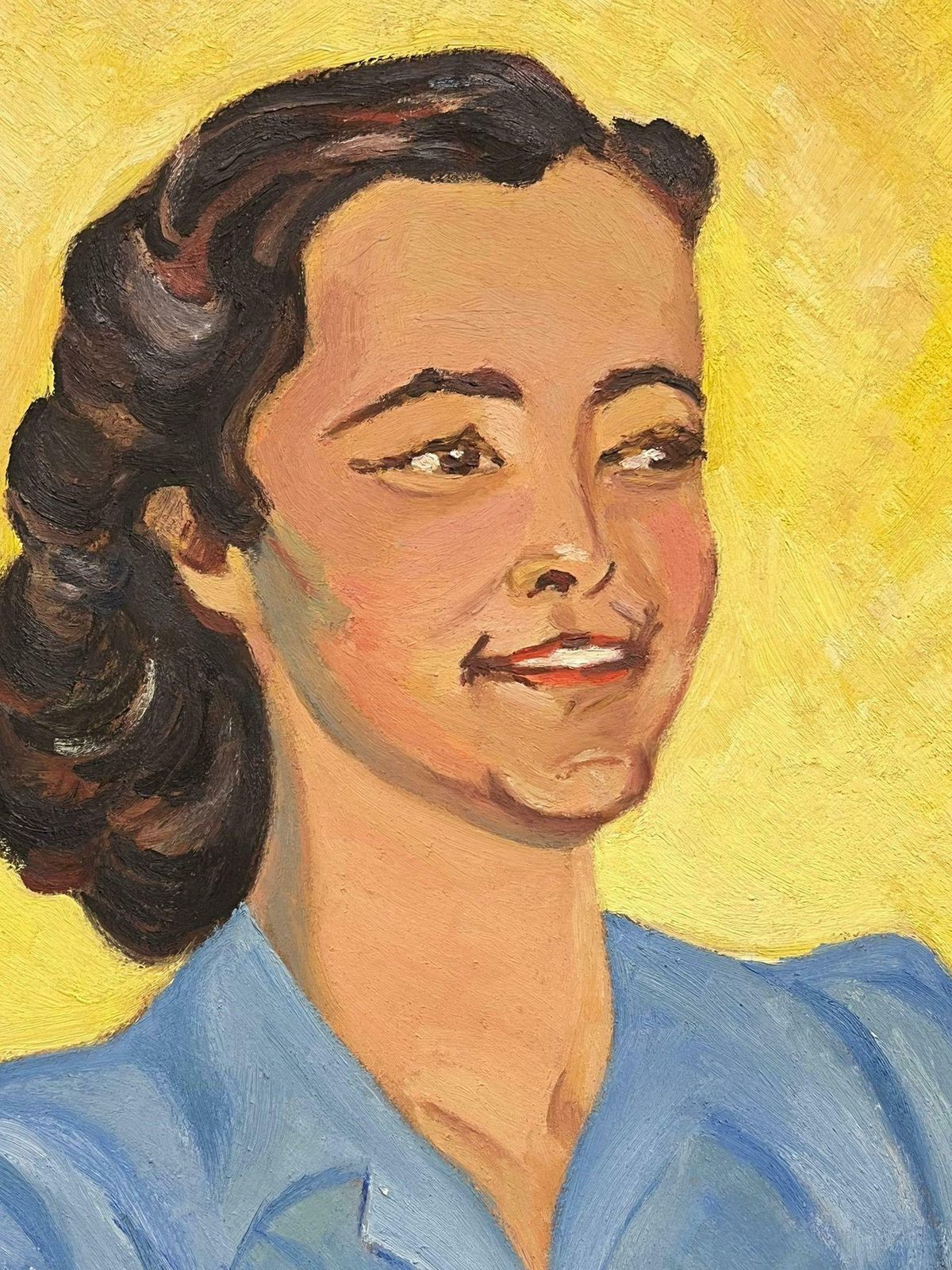 Marguerite Lacroux1940's French Impressionist Portrait Of Young Lady Self Portrait Signed Oil photo vinterior