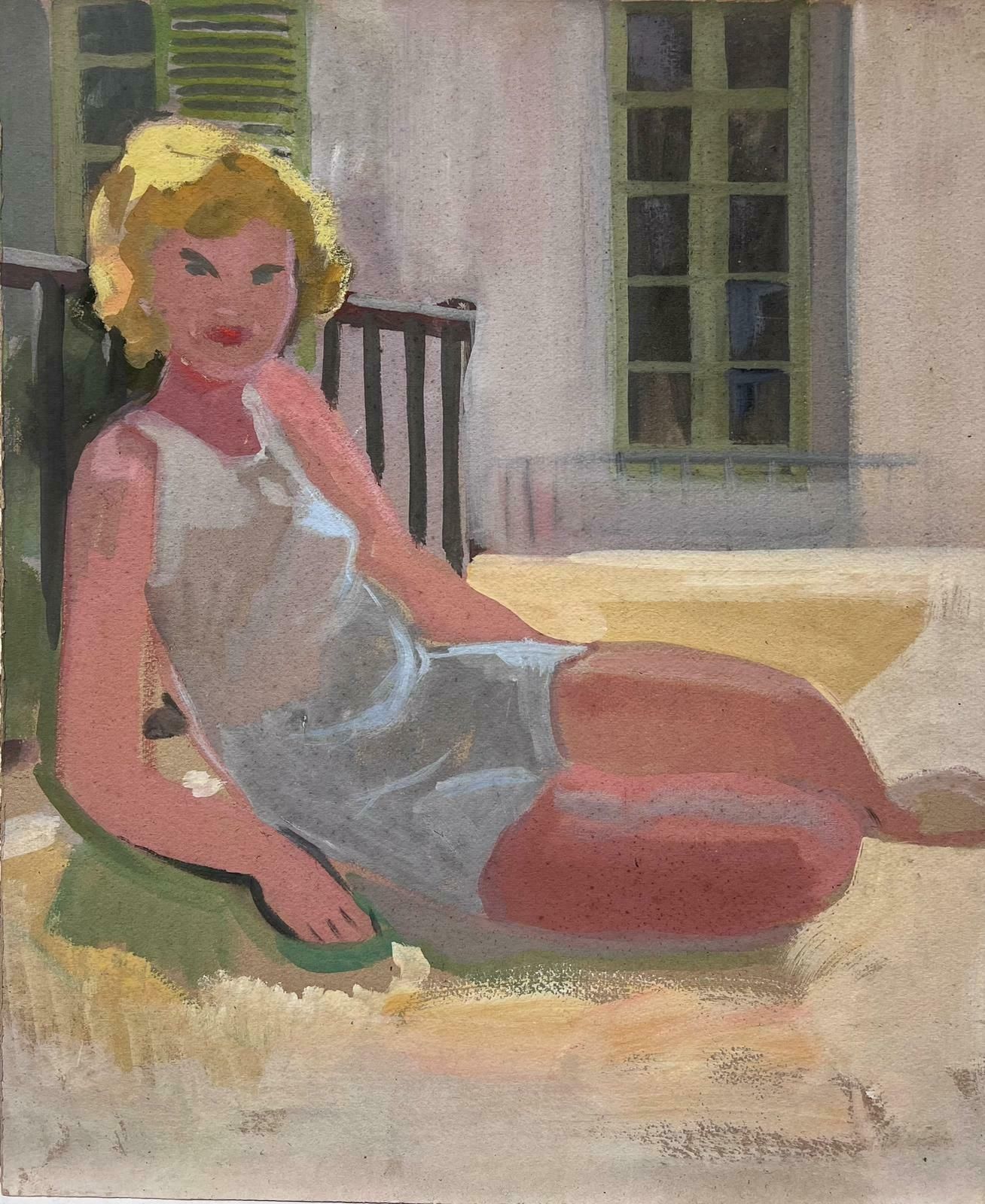 Louise Alix1940's French Impressionist Oil Portrait Of Young Blonde Haired Lady1940's