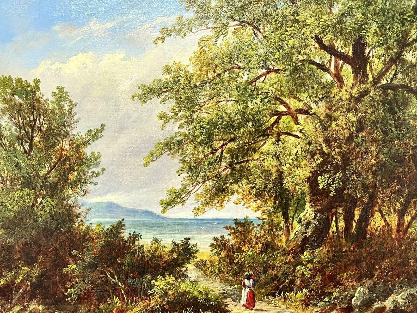 C. Wardfine Victorian 1870’s English Oil Painting Lady Walking On Country Path Framed photo vinterior