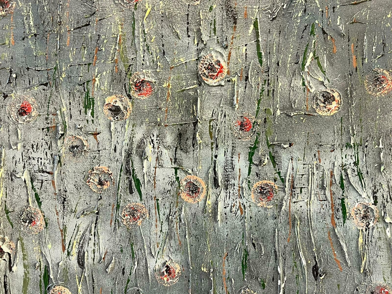 Contemporary British Large Modernist British Oil Poppies Abstract Painting photo vinterior
