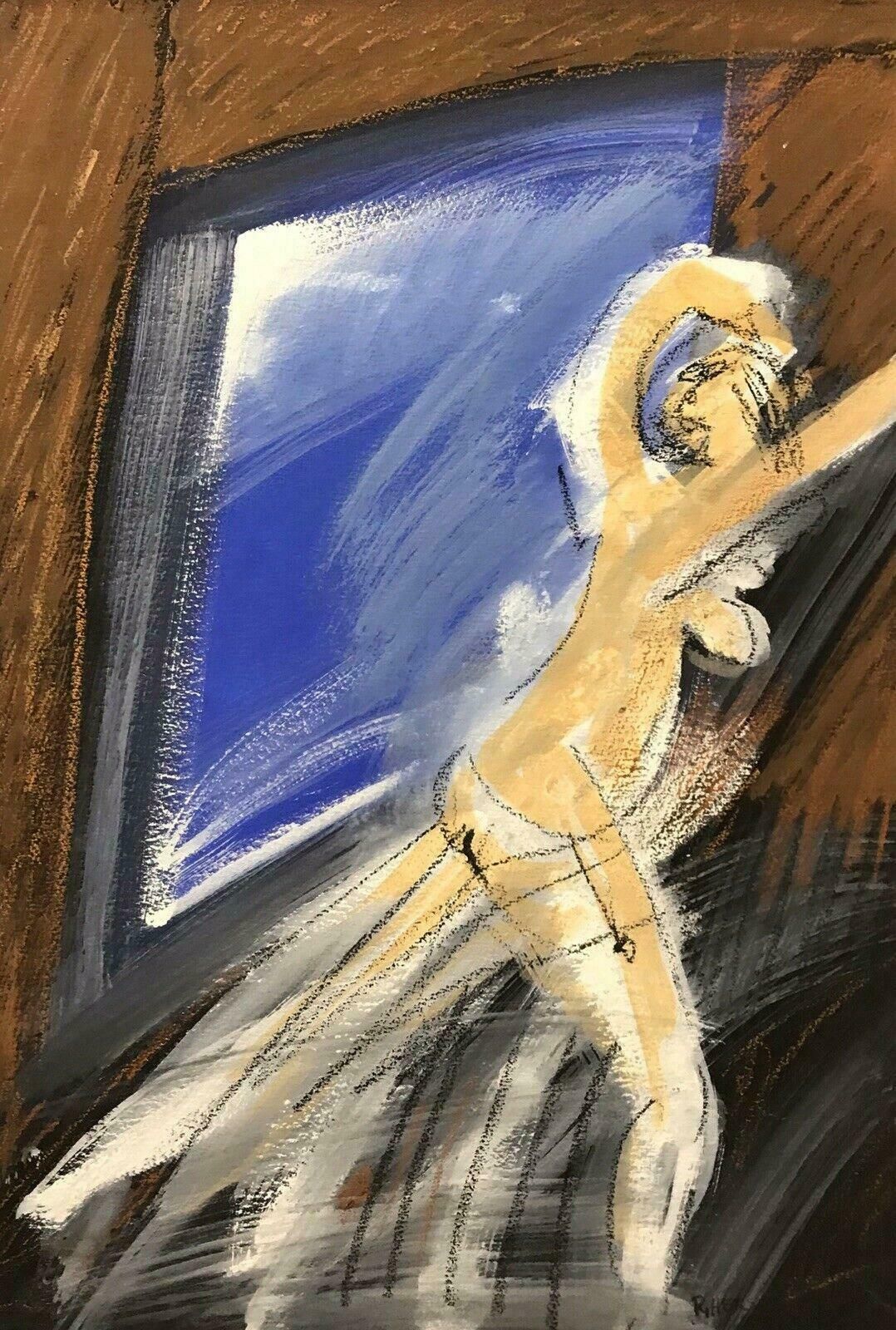 Roger Hersonroger Herson (1922 2008) Signed French Abstract Painting   Moving Nude Figure20th Century