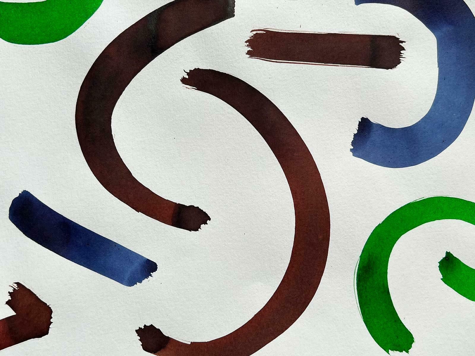 Robert Somertonabstract Expressionist British Original Watercolor Painting Shapes Patterns C. 2022 photo for sale