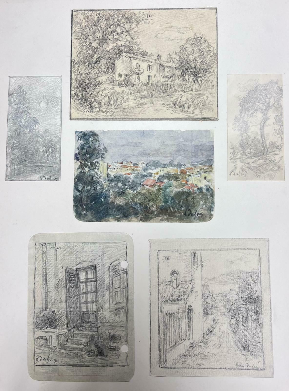 Henri Aime Duhemfine Antique French Impressionist Painting Landscape Combination Of Six Drawings