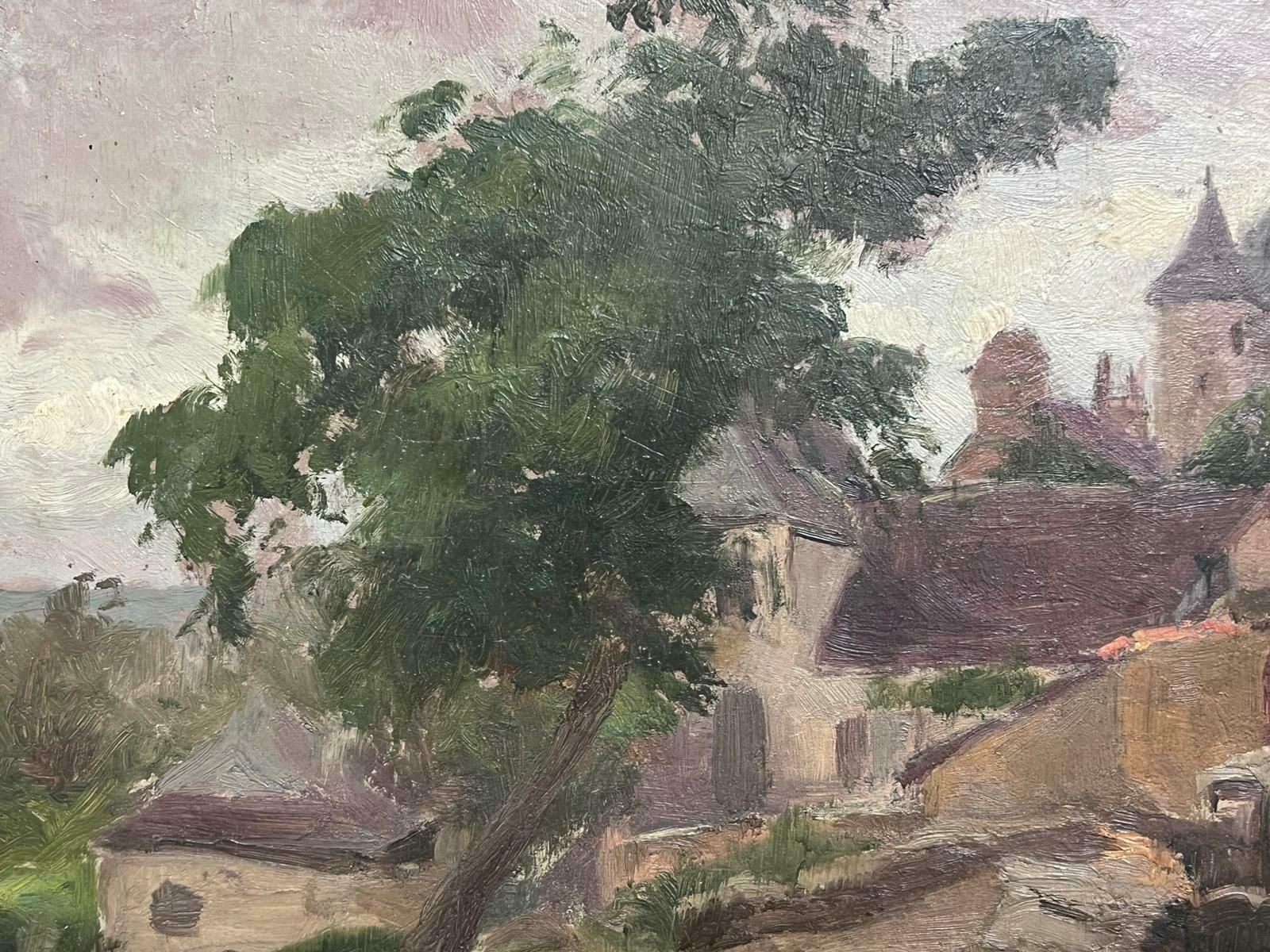 Edmond Quinton1930's French Impressionist Oil Painting Stone Path To Quaint French Village1930's photo furniture