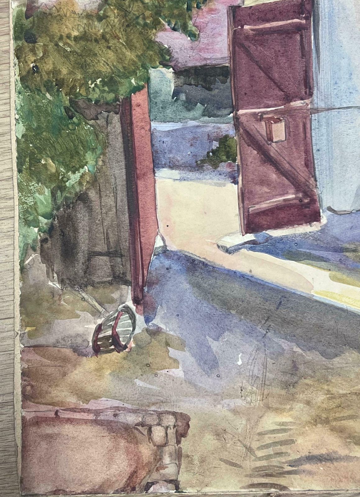 Y. Blanchon1930's Watercolour French Landscape Chickens In Farmyard1930's photo furniture