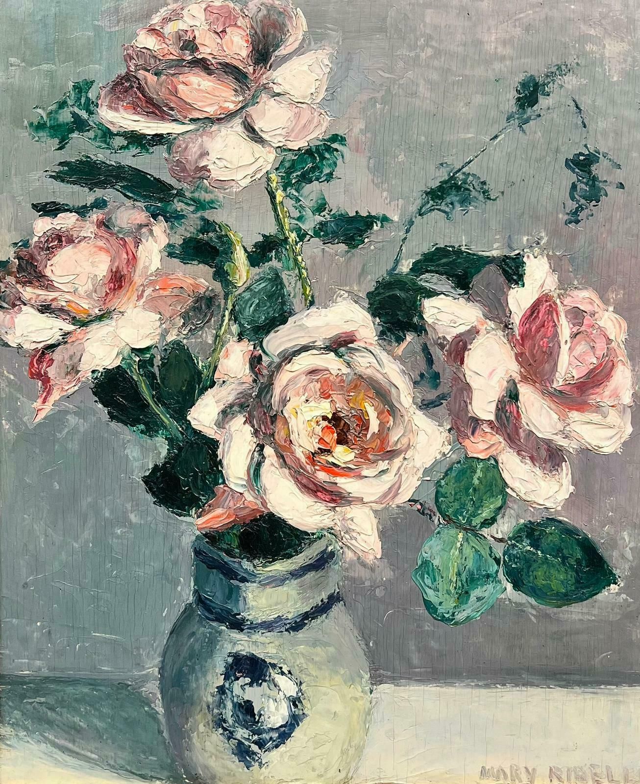 Mary Ribelli1950’s French Impressionist Signed Oil Pink Roses Paris Still Life Gilt Frame1950’s photo furniture