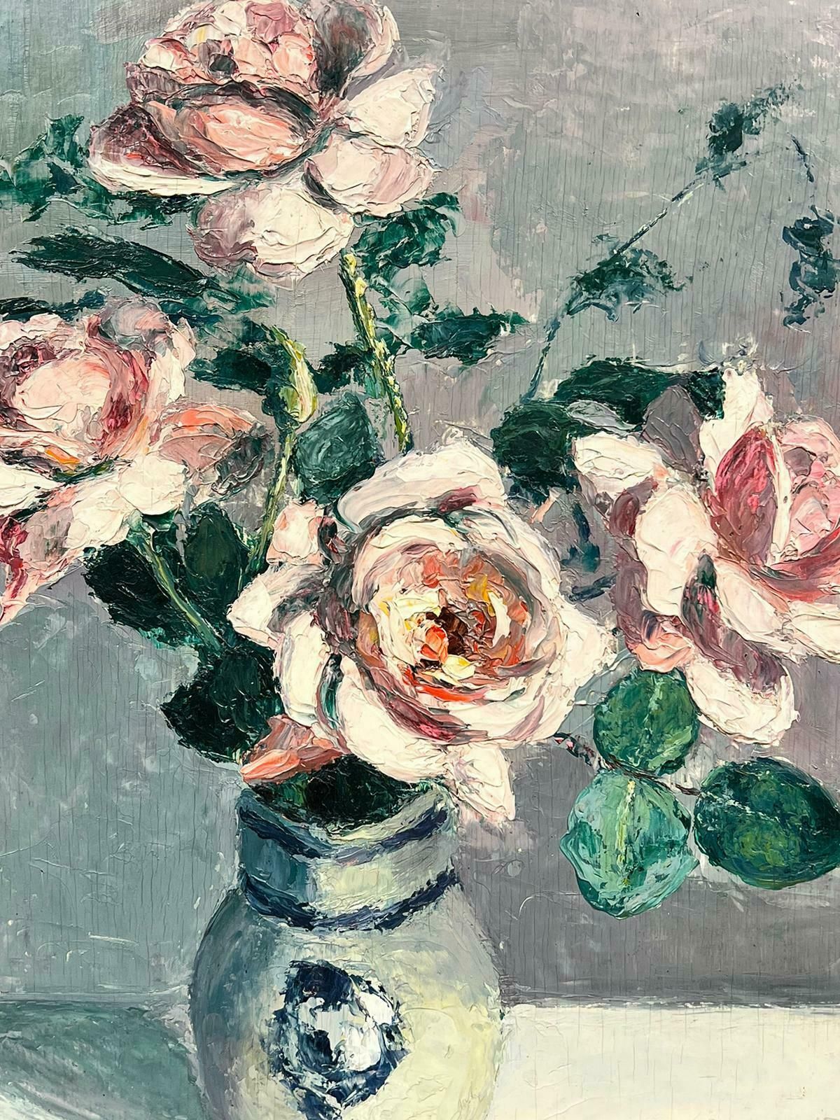 Mary Ribelli1950’s French Impressionist Signed Oil Pink Roses Paris Still Life Gilt Frame1950’s photo 7660.0
