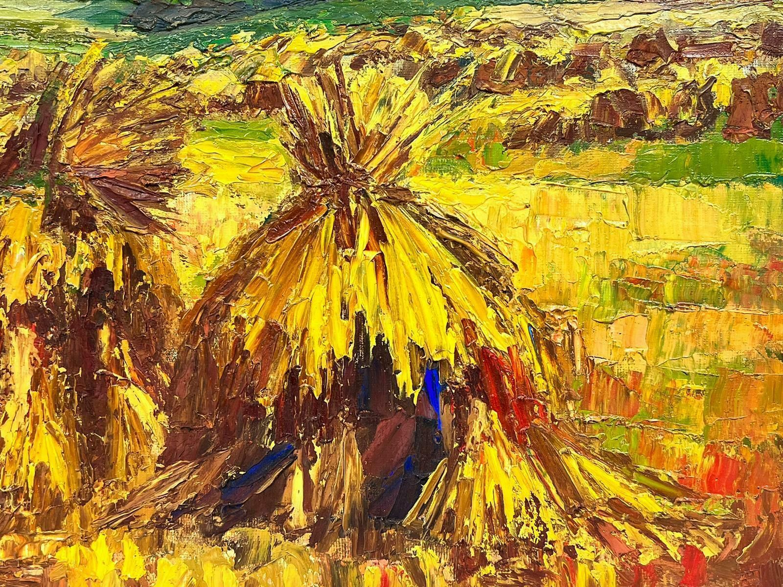 Josine Vignon1960’s French Post Impressionist Signed Oil Golden Wheat Fields Harvest Scene1960's photo buy
