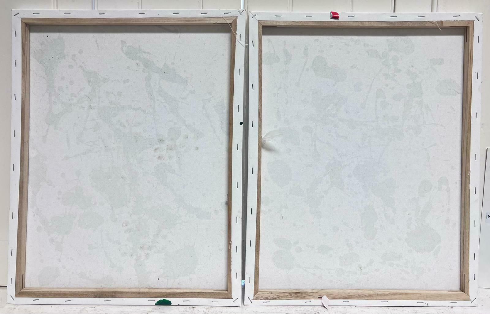 Sally Bradshawtwo Abstract Expressionist Paintings Green  White Contemporary British Paintingsc.2023 photo vinterior