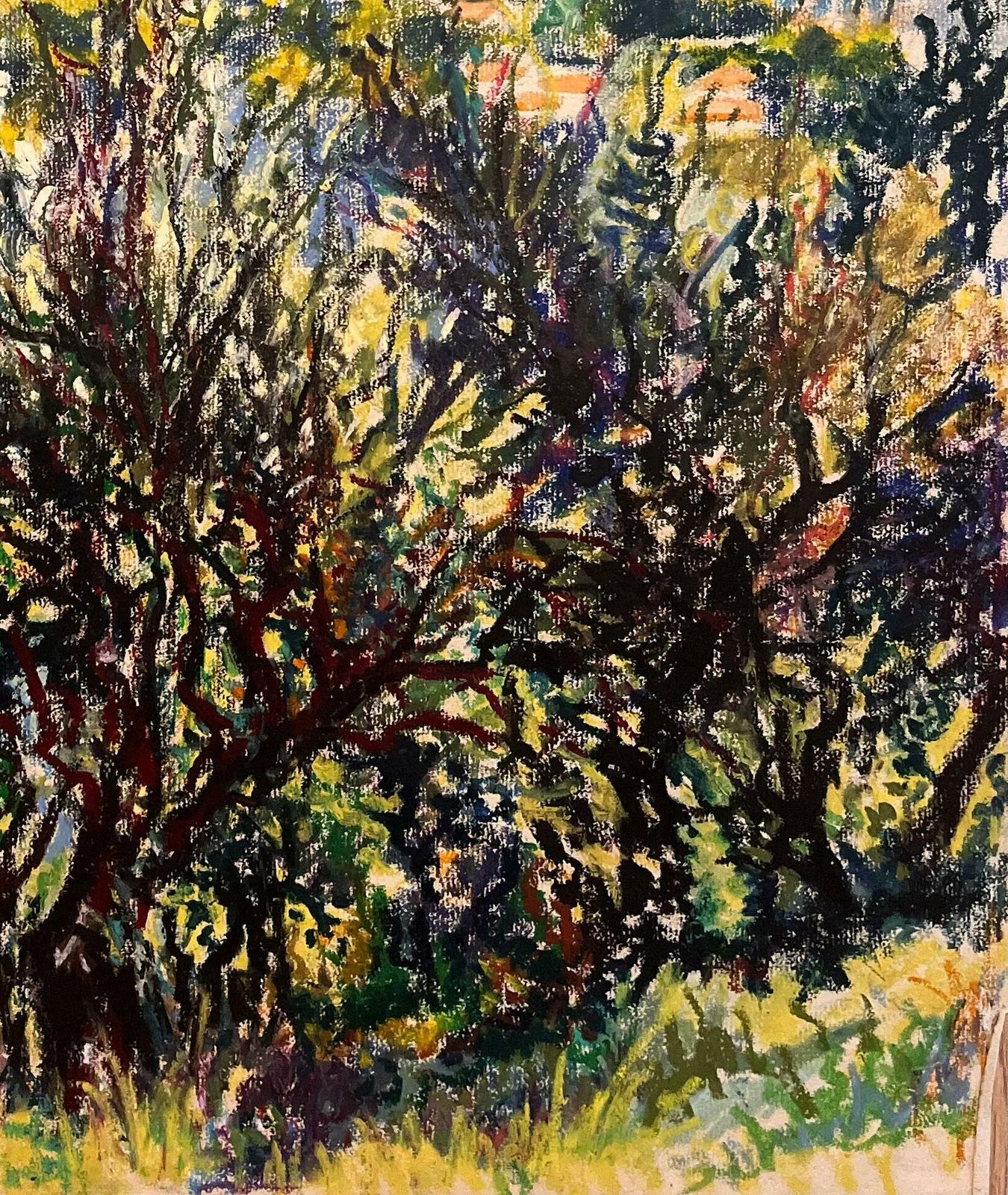 Josine Vignonmid Century French Original Pastel Drawing Of Mountain View Overlooking Village1950's photo 865.0